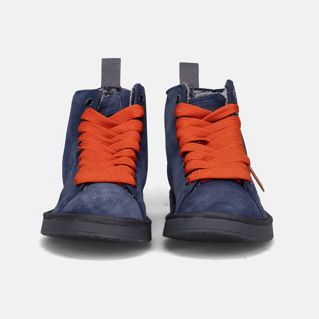 Polacchino da uomo Panchic P01 blu in suede con lacci arancio