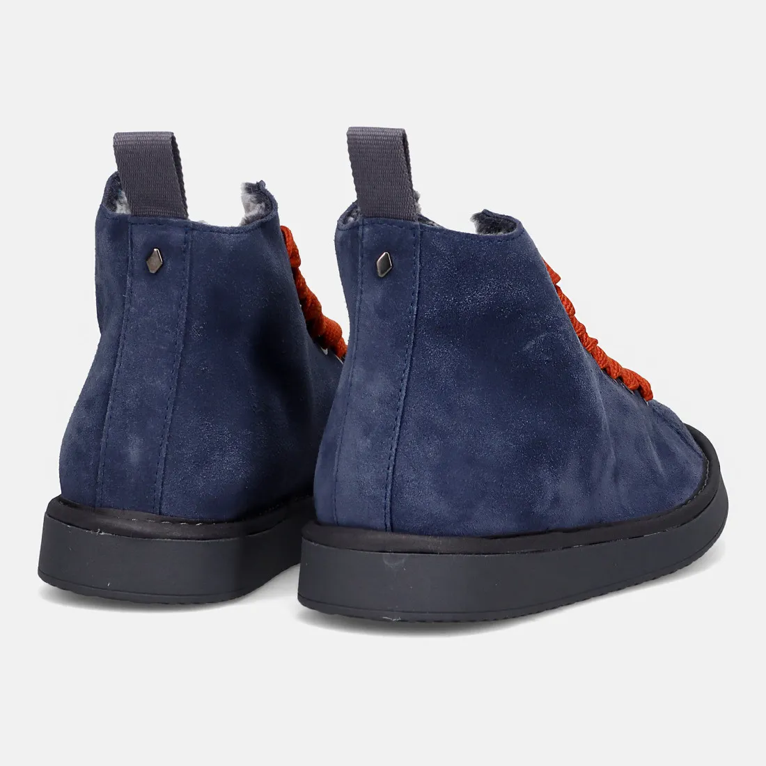 Polacchino da uomo Panchic P01 blu in suede con lacci arancio