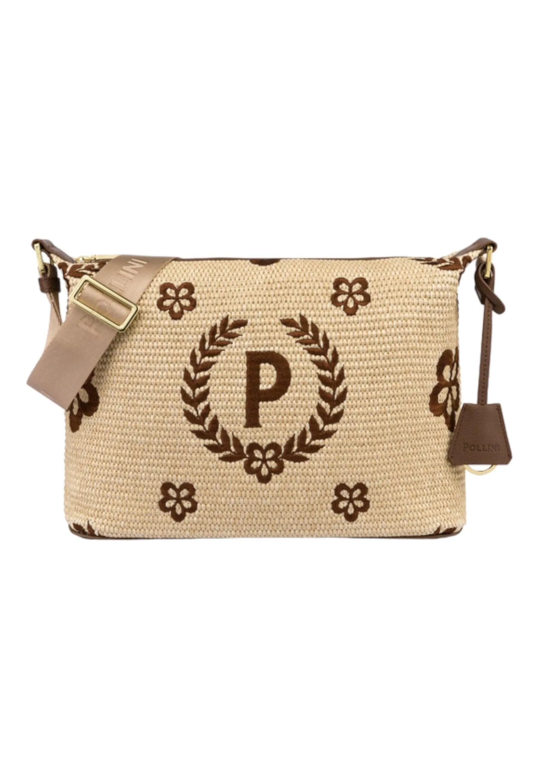 POLLINI Borsa Tracolla Messanger Paglia Donna Natural Testa di Moro TE8400PP02Q1T10A