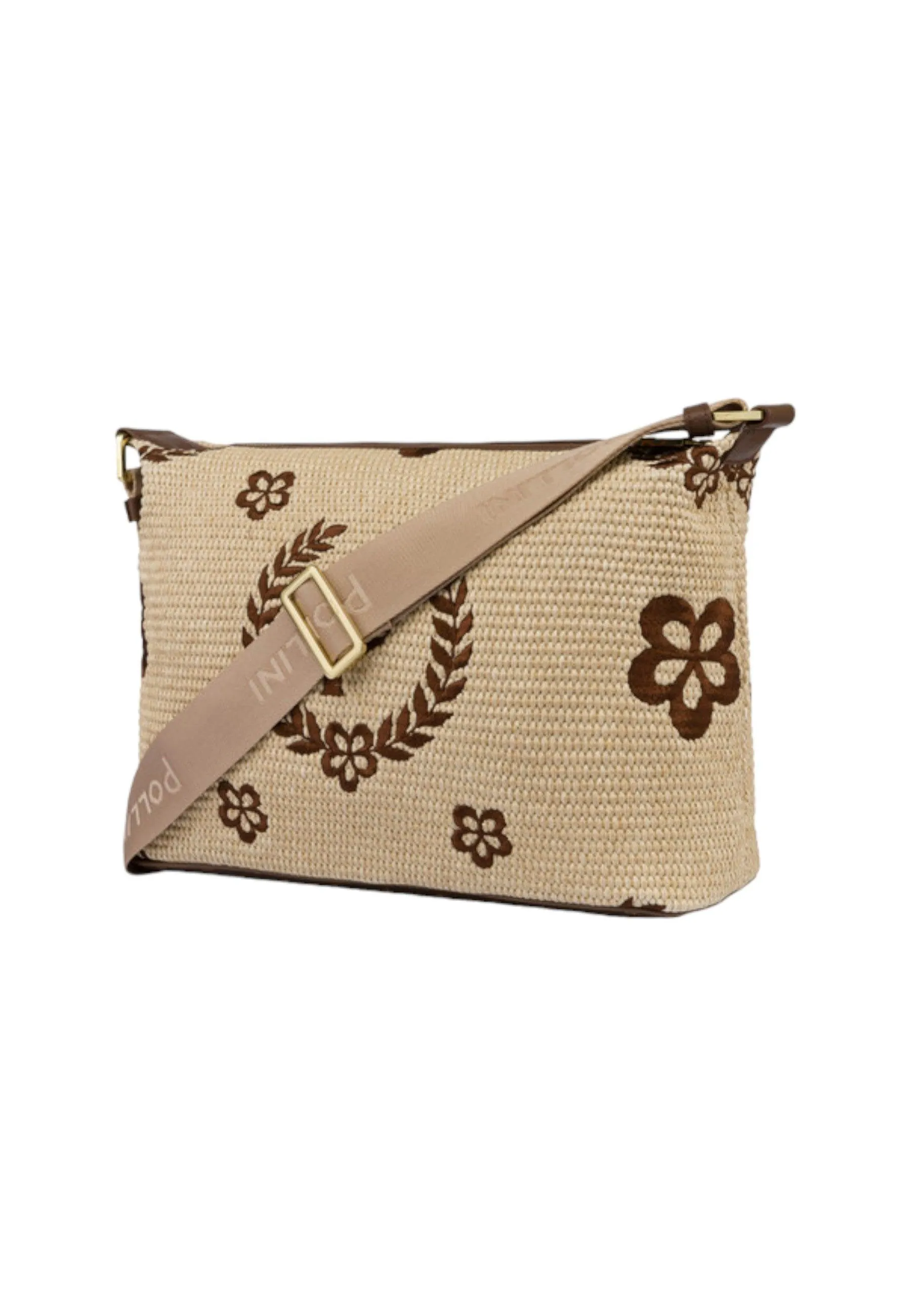 POLLINI Borsa Tracolla Messanger Paglia Donna Natural Testa di Moro TE8400PP02Q1T10A