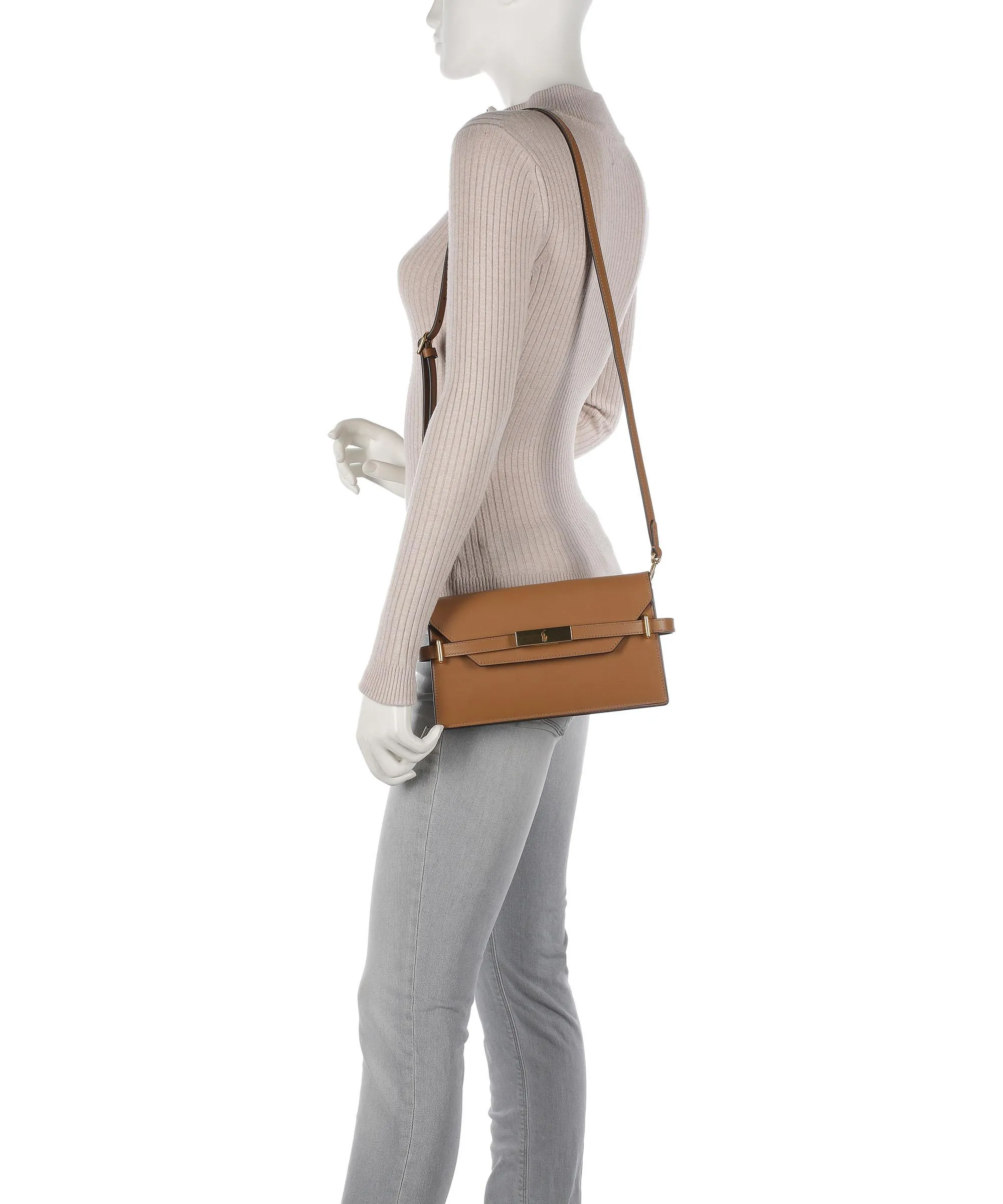  Polo Ralph Lauren ID Collection Borsa a tracolla pelle di vacchetta finemente grana tan  