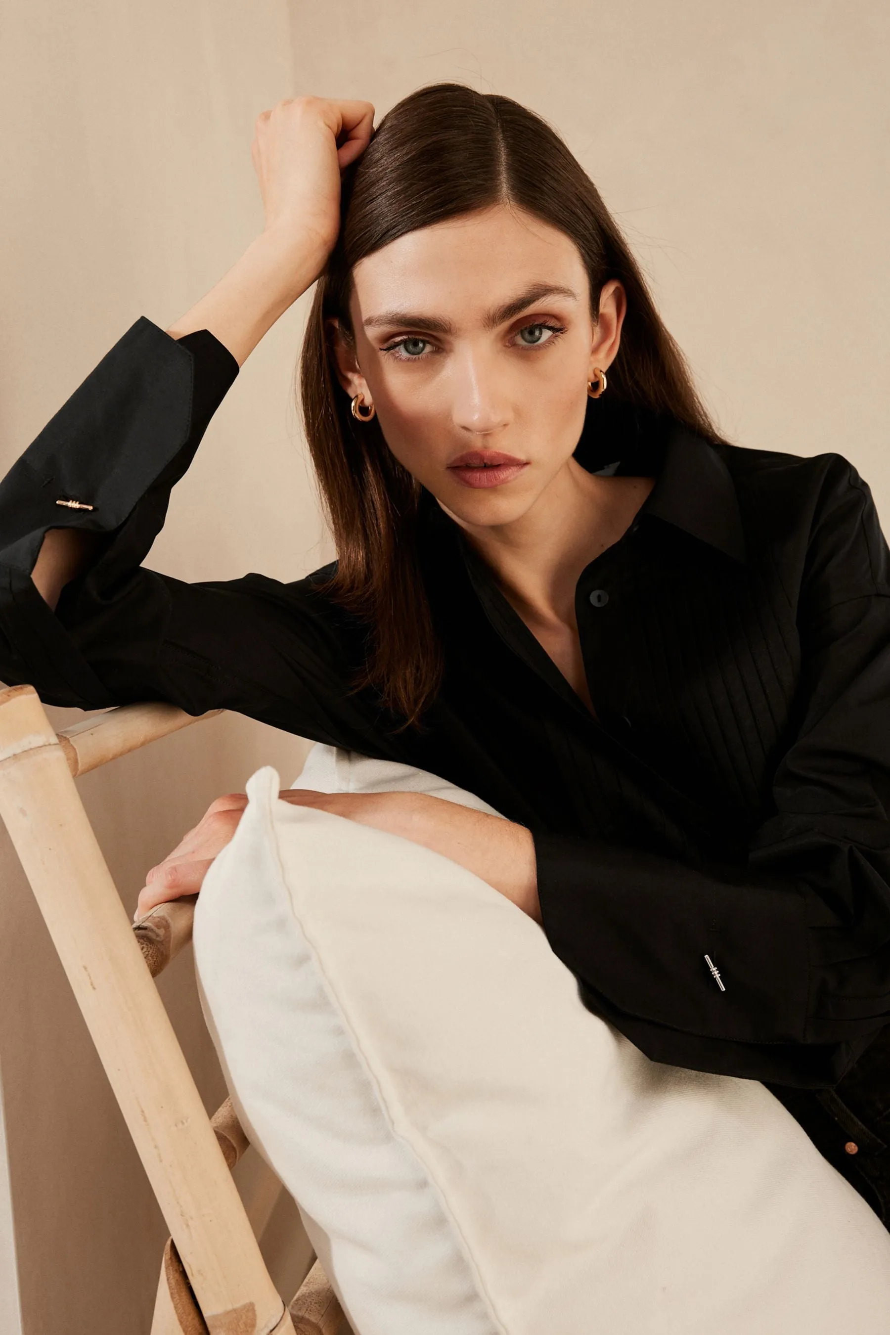 Premium A pieghe Manica lunga Camicia
