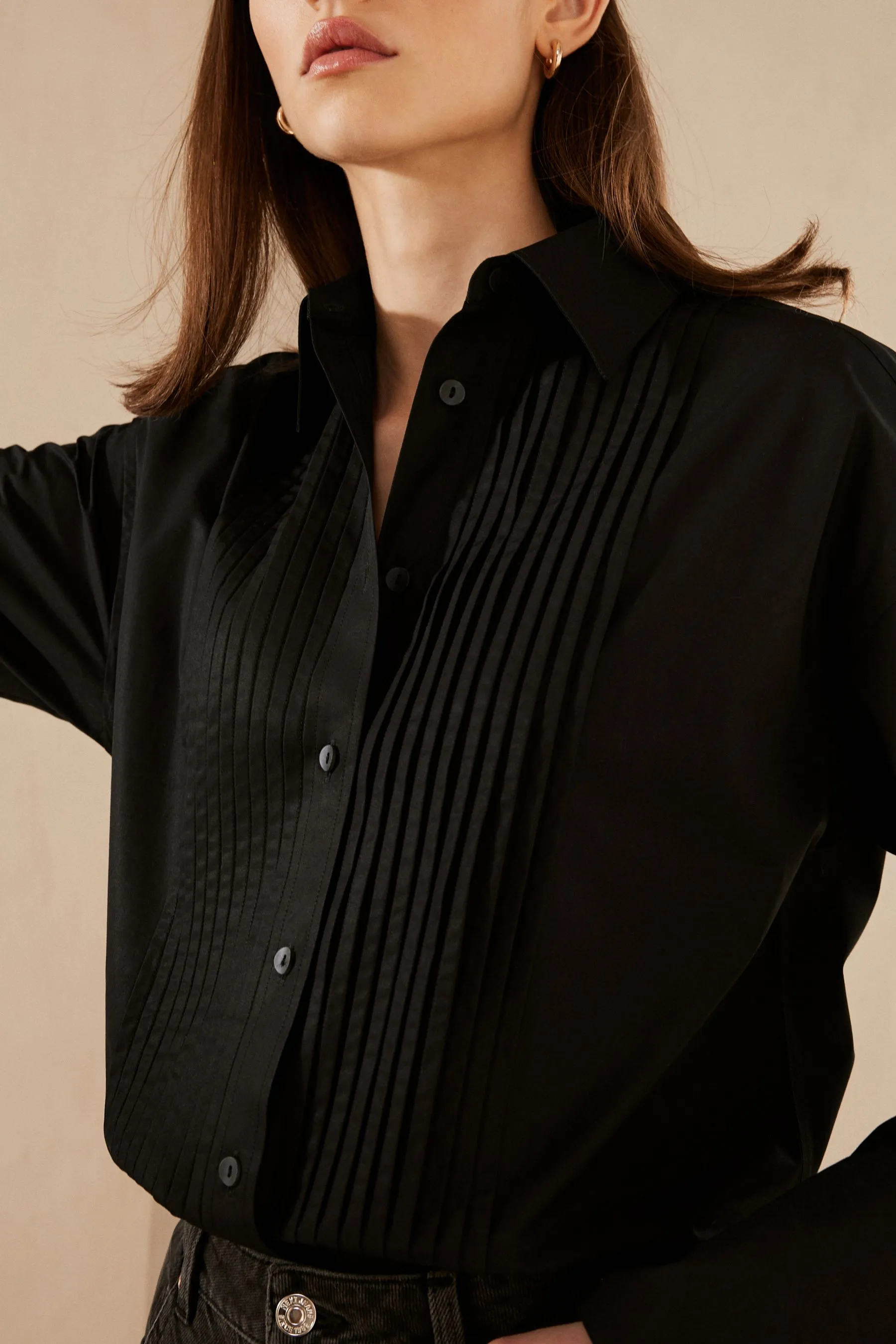 Premium A pieghe Manica lunga Camicia