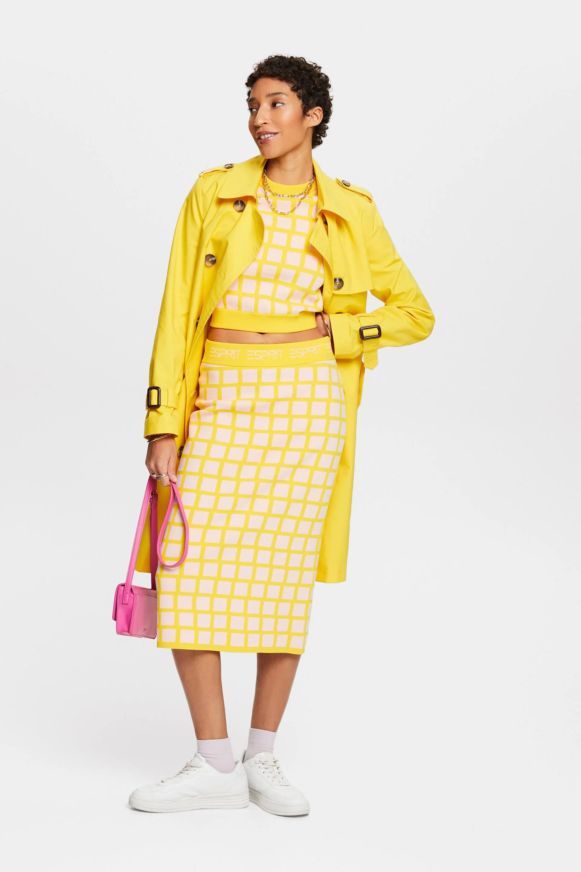Pullover cropped in jacquard a maniche corte