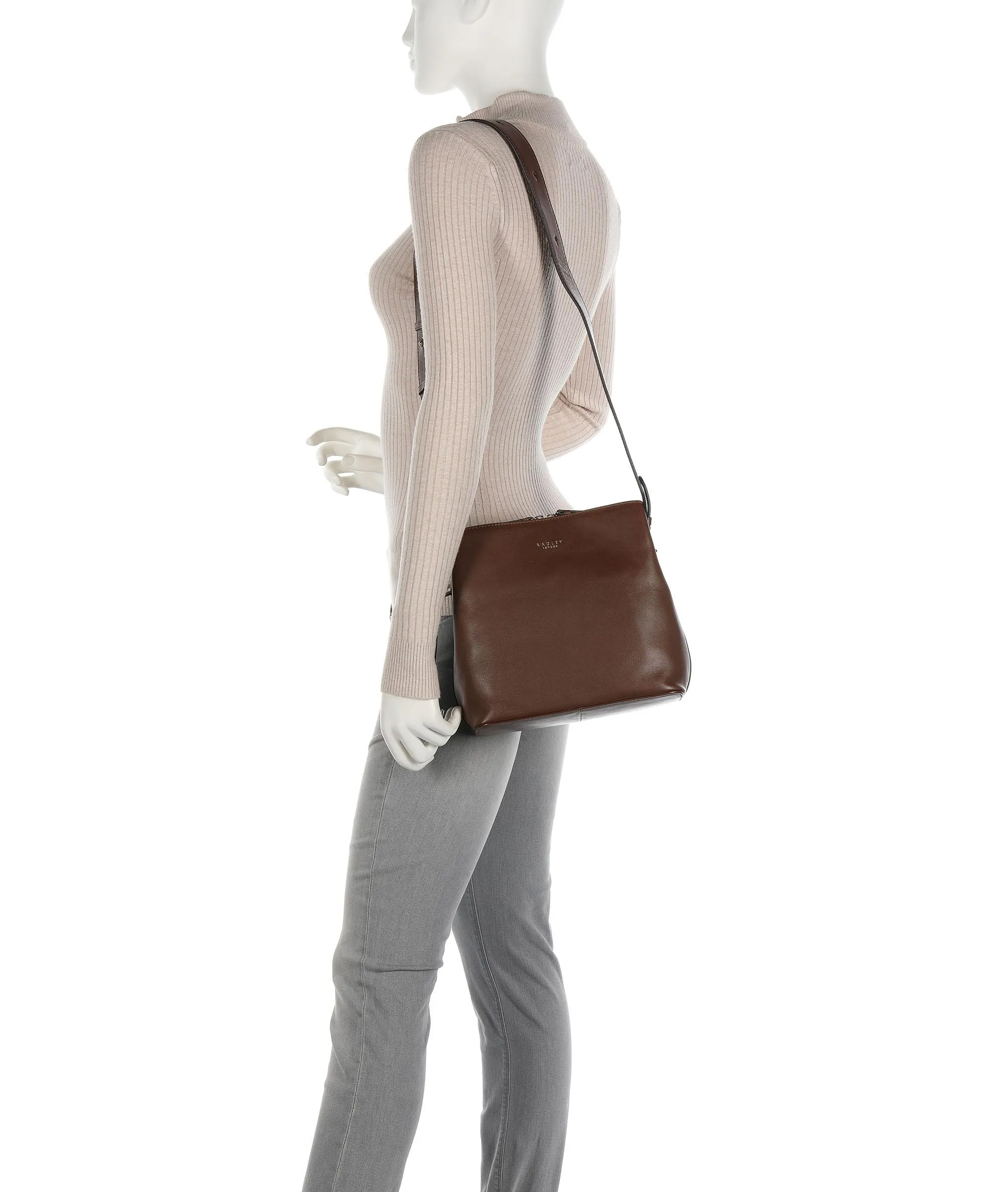  Radley London Dukes Place Borsa a tracolla pelle di vacchetta grana marrone  