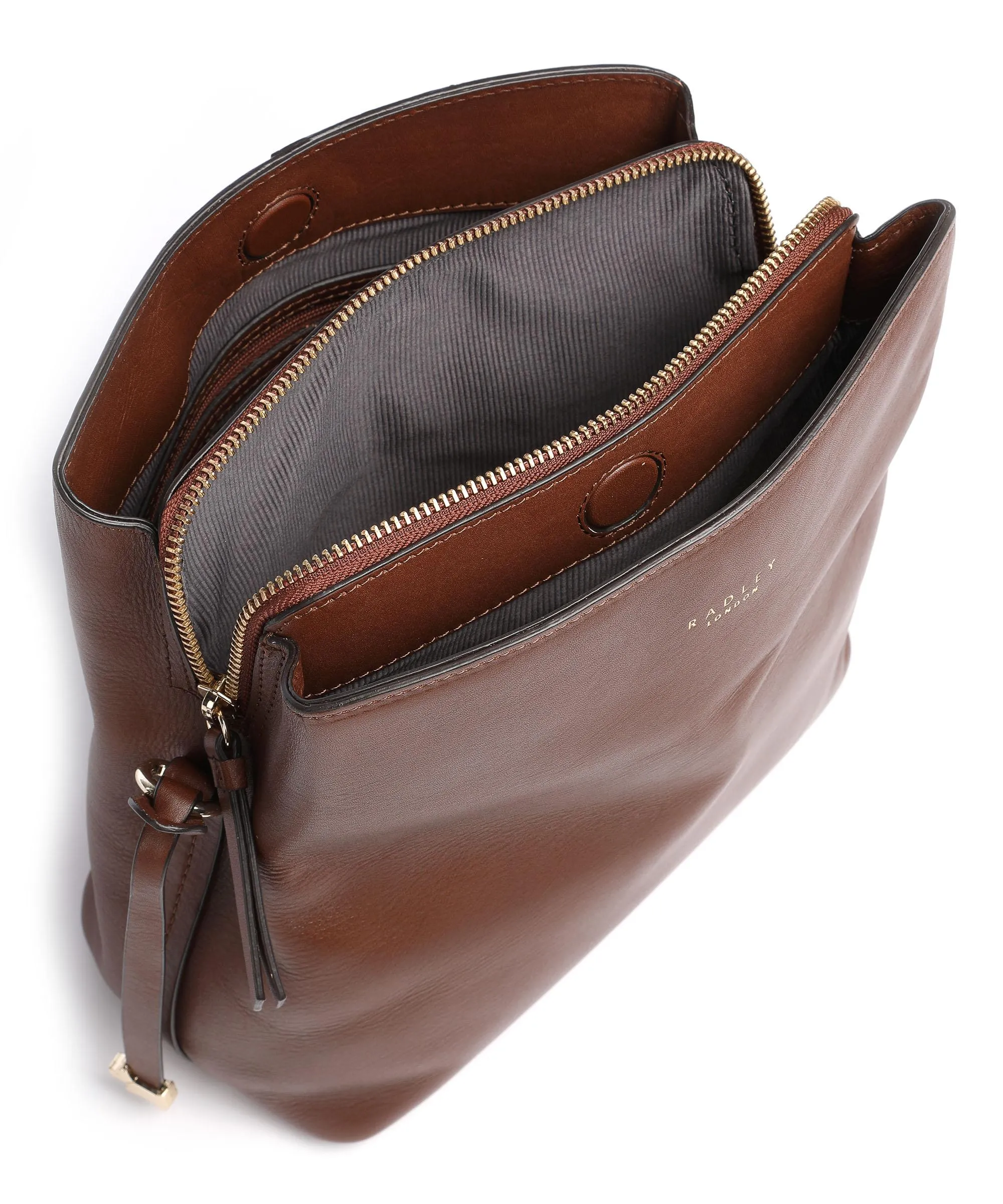  Radley London Dukes Place Borsa a tracolla pelle di vacchetta grana marrone  
