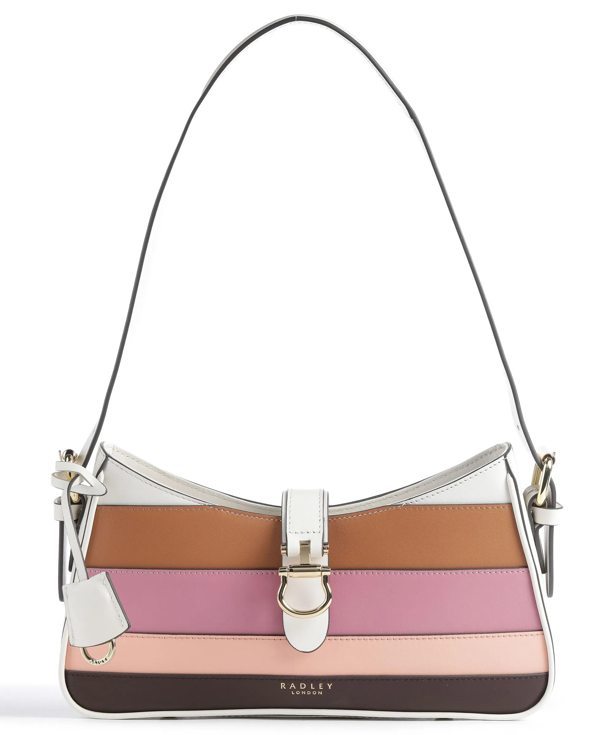  Radley London Linden Gardens Stripe Borsa a spalla pelle a grana fine avorio  