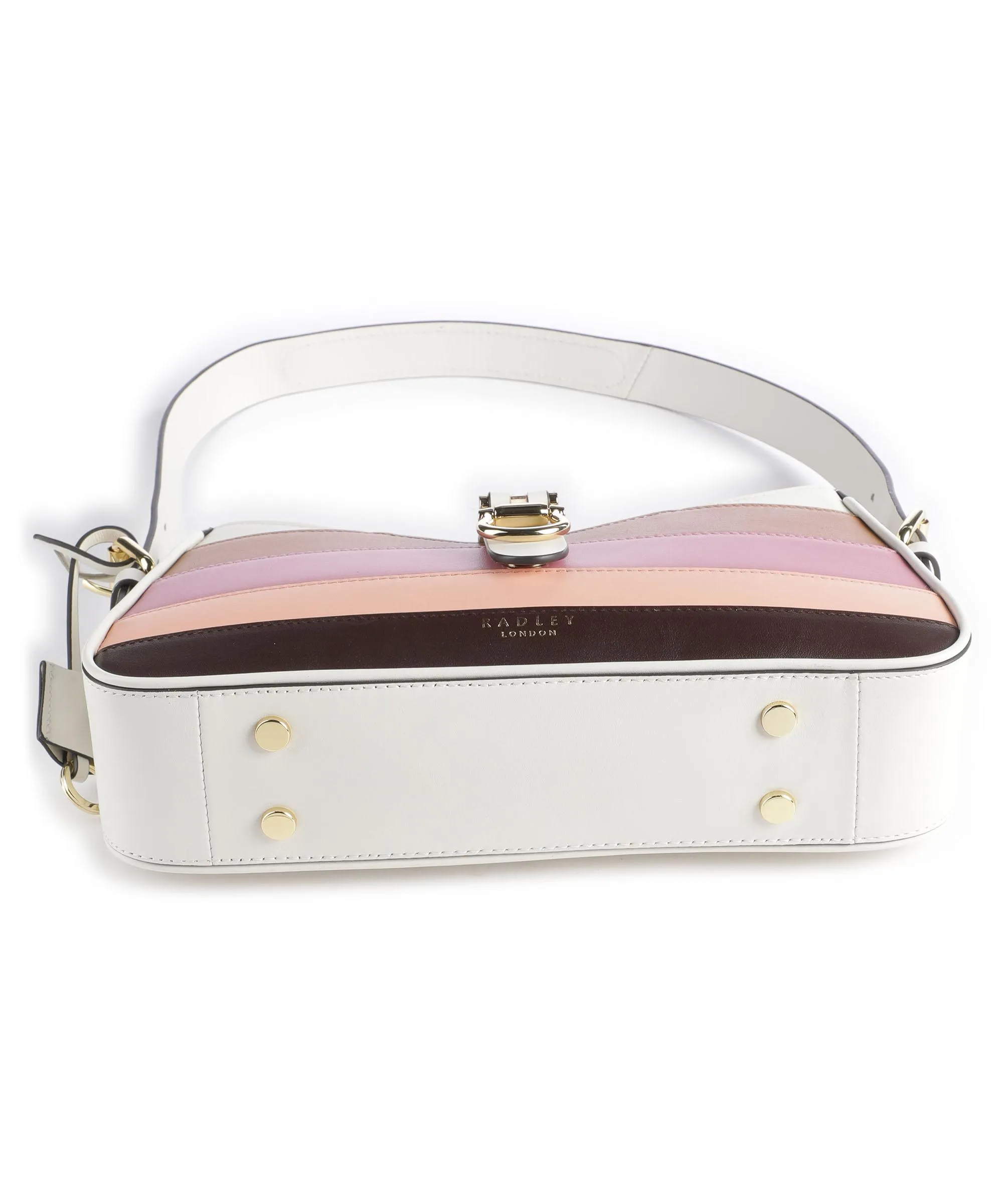  Radley London Linden Gardens Stripe Borsa a spalla pelle a grana fine avorio  