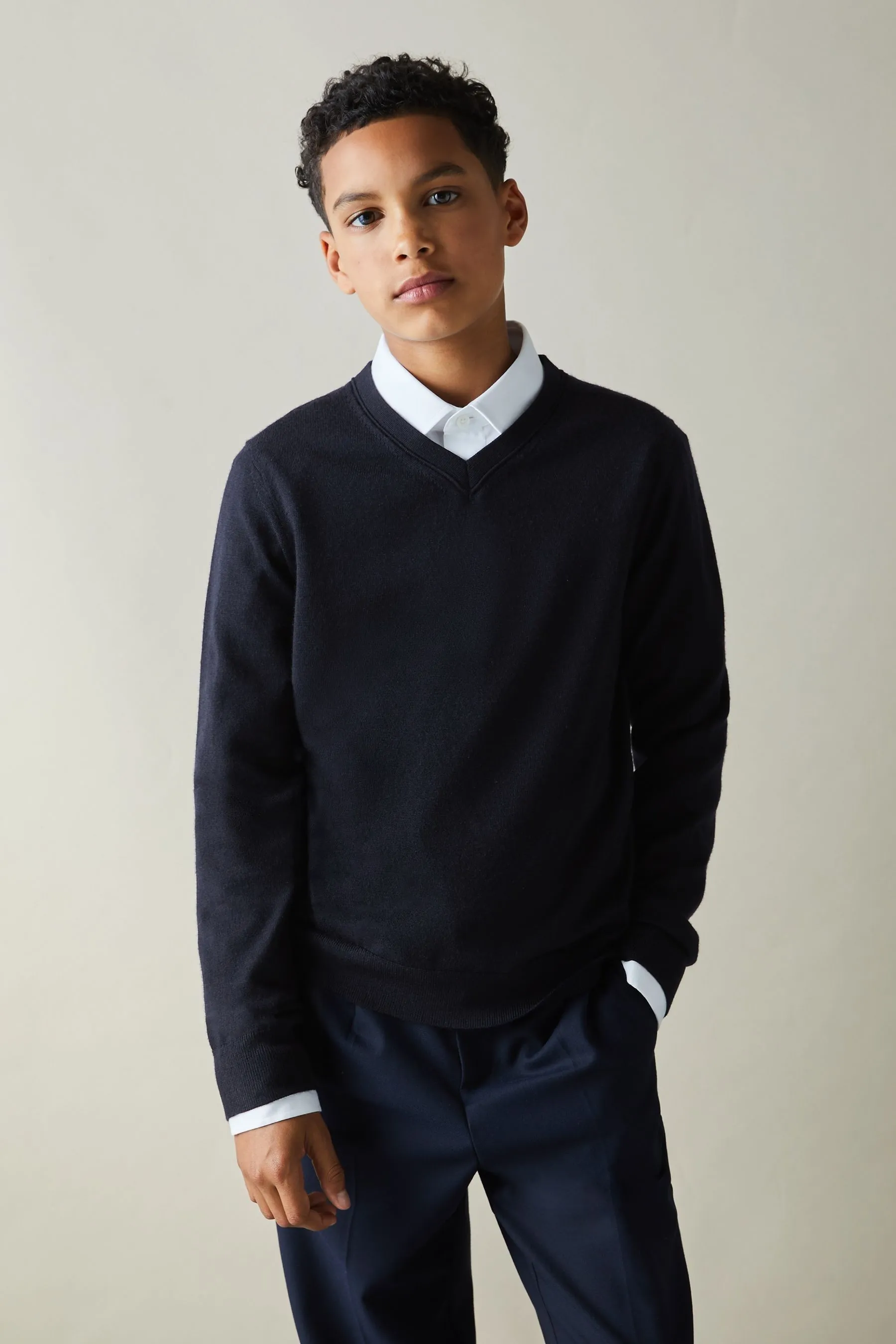 Reiss Earl - Maglia in lana merino con scollo a V    