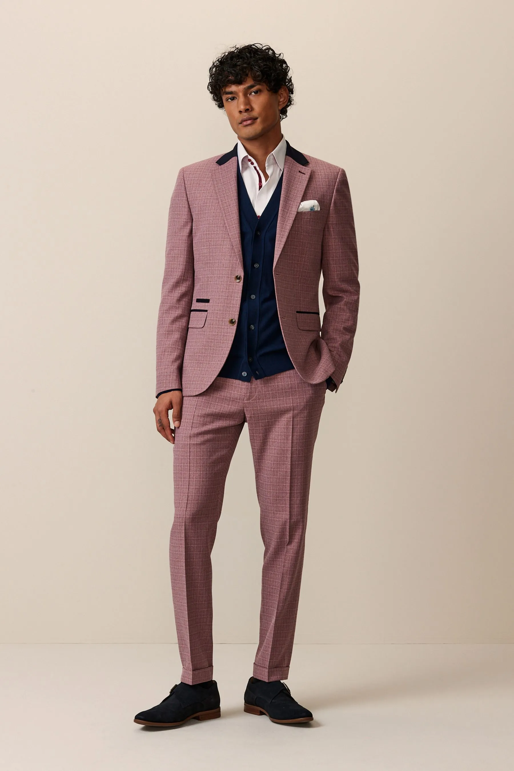 Rosa  - Completo skinny A quadri Pantaloni