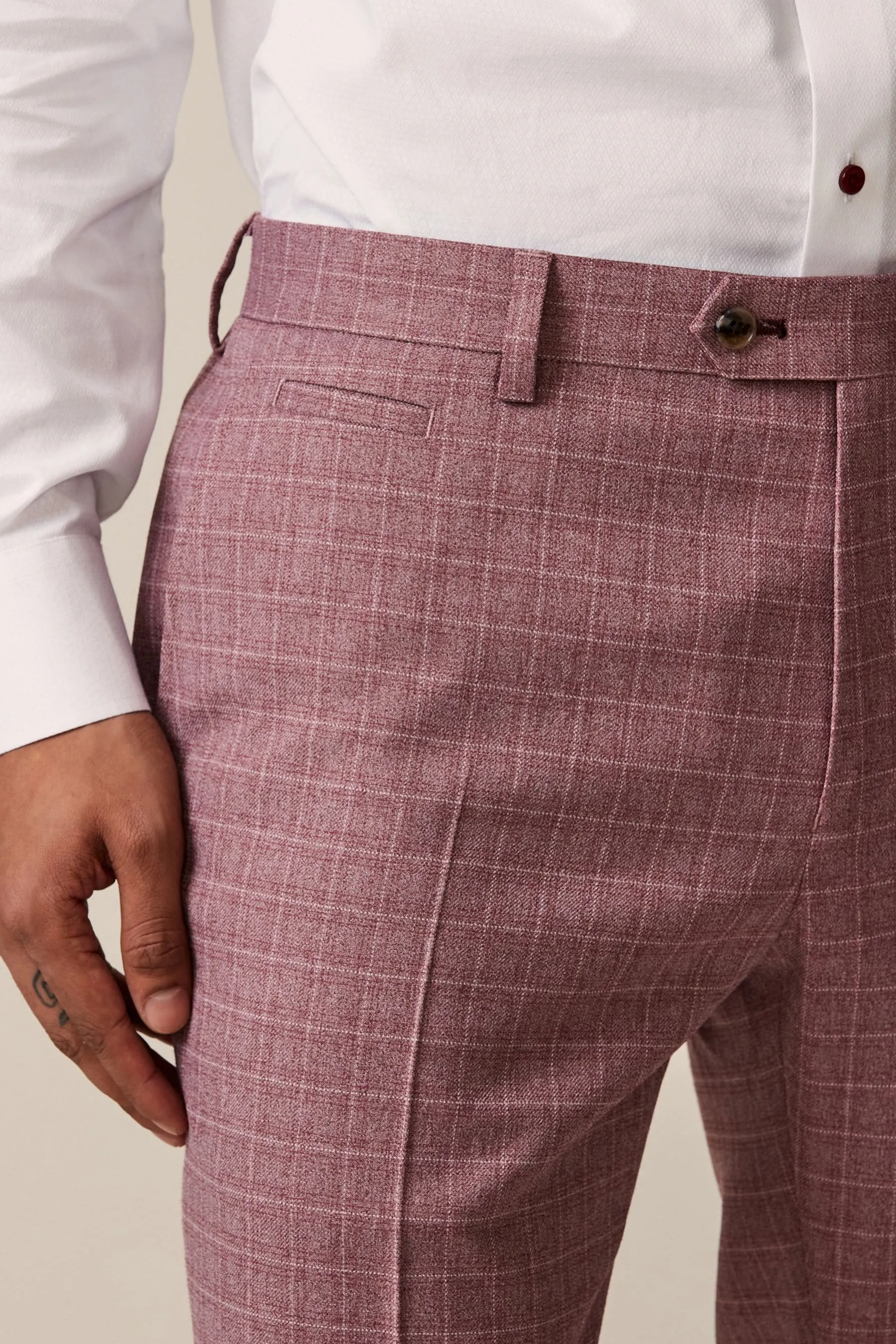 Rosa  - Completo skinny A quadri Pantaloni