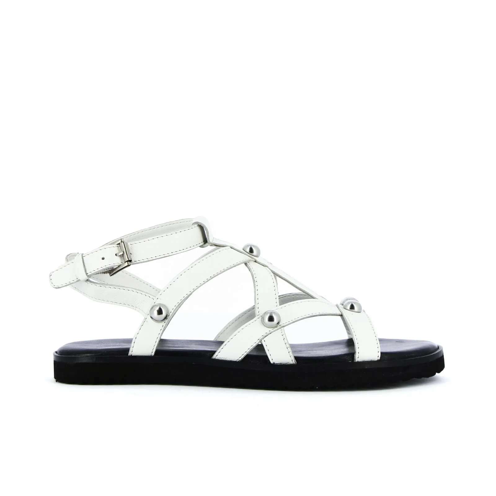 Sandali bianchi in pelle con borchie