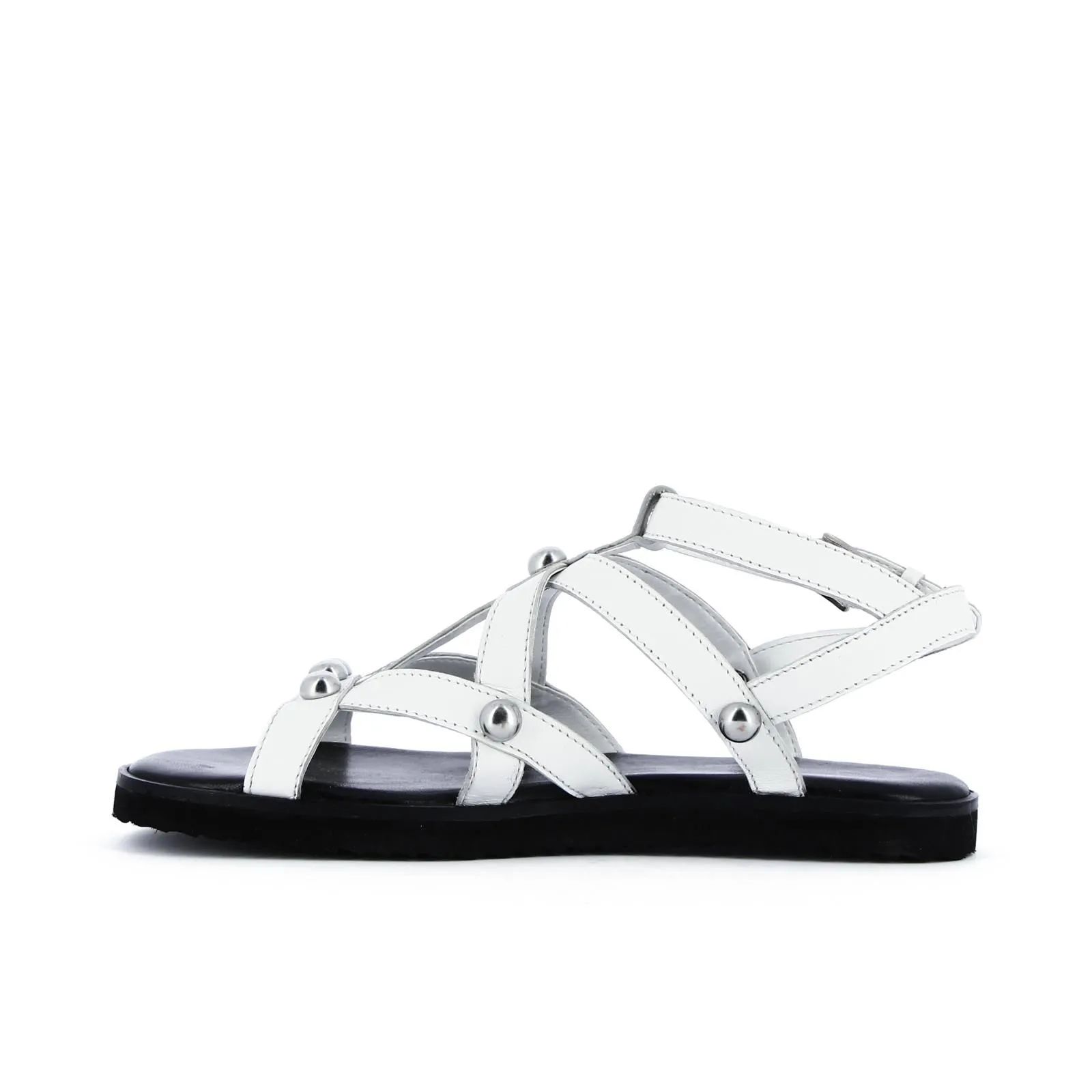 Sandali bianchi in pelle con borchie