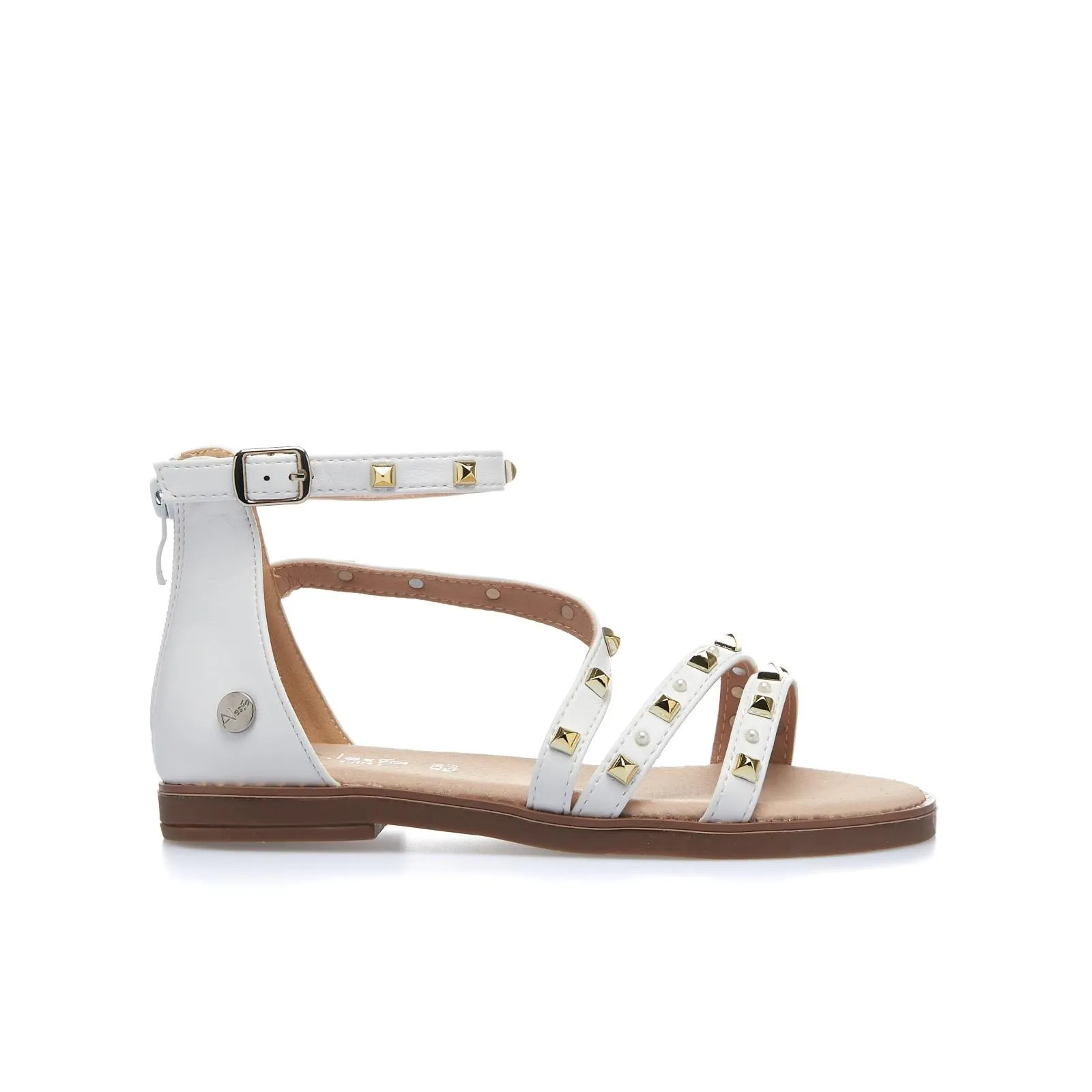 Sandali bianchi junior con borchie