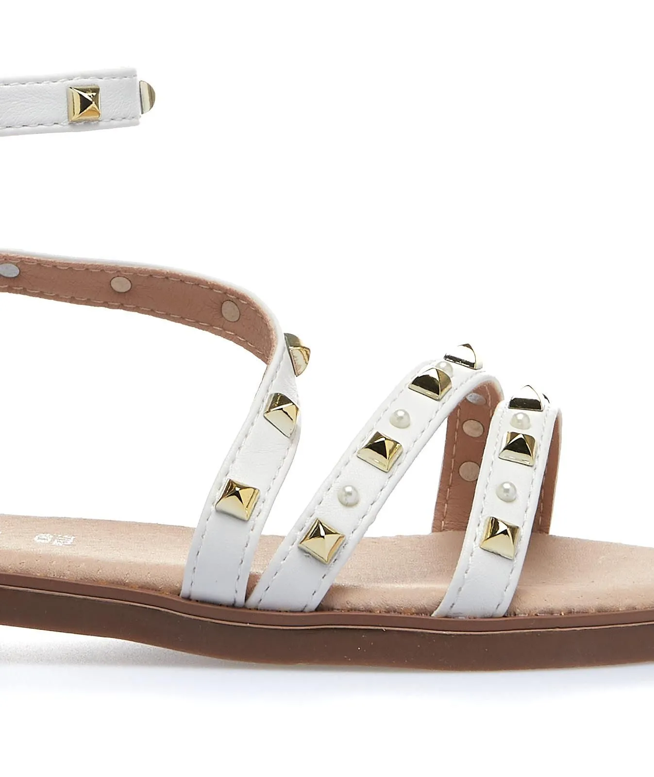Sandali bianchi junior con borchie