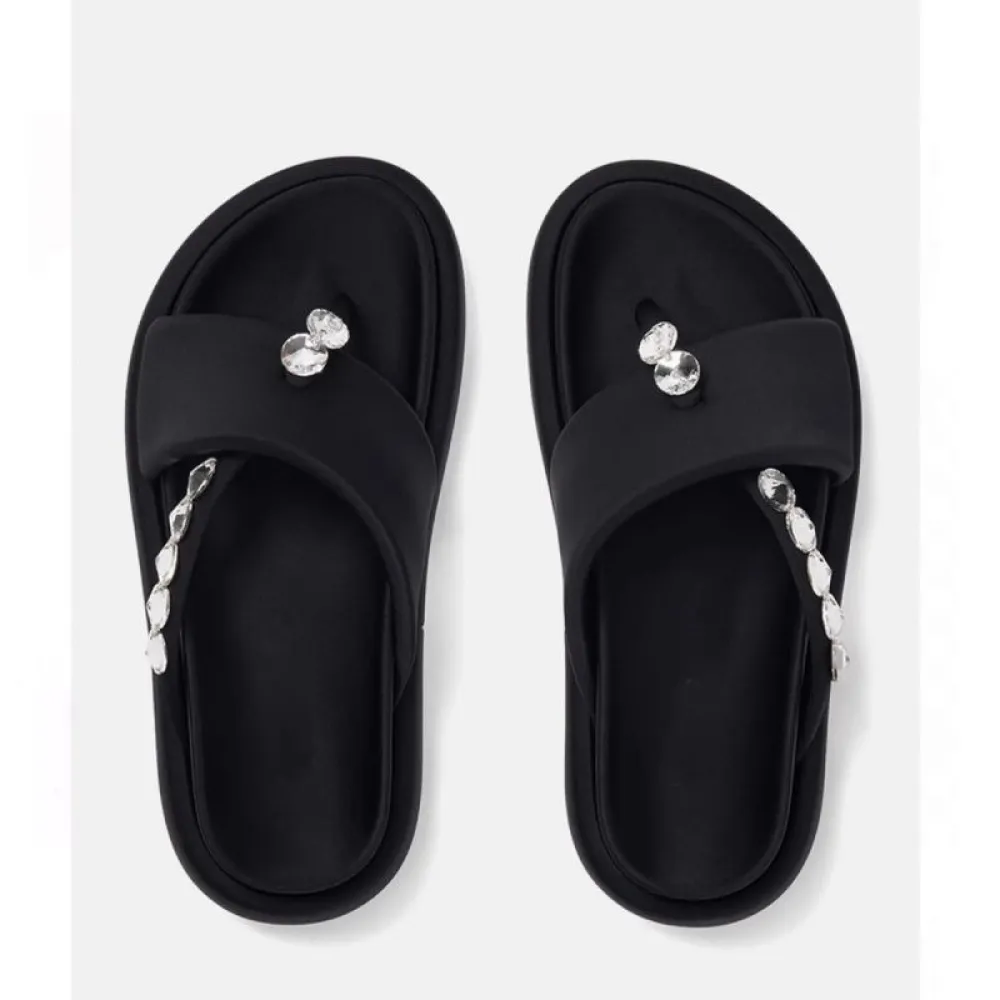 Sandali, Capispalla estivo da donna Moda 2024 Nuovo stile Strass Sandali con suola spessa di fascia alta, Infradito, Suola piatt