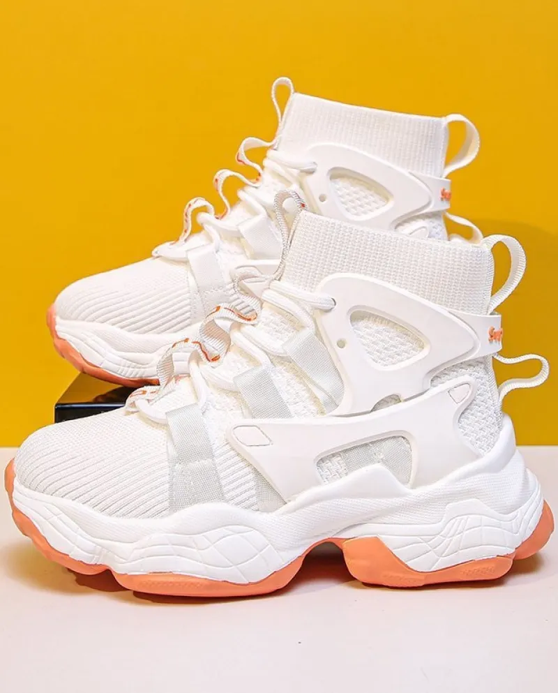 Scarpe alte Scarpe da donna sportive piatte casual con suola spessa da donna