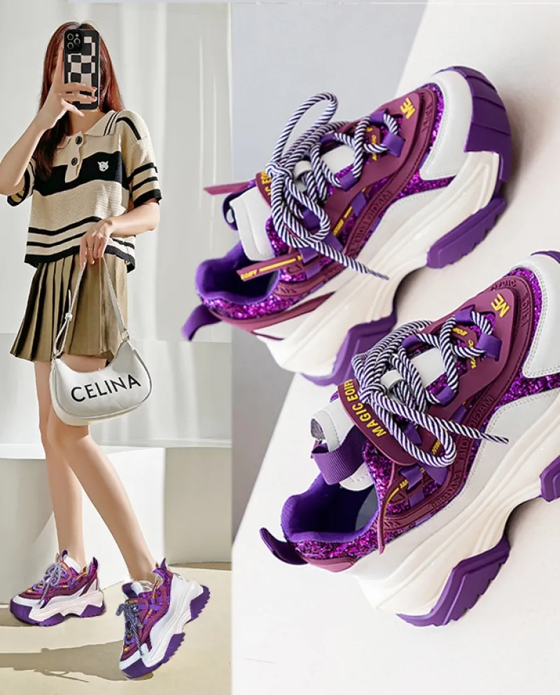 Scarpe casual per tutte le partite con suola spessa da donna