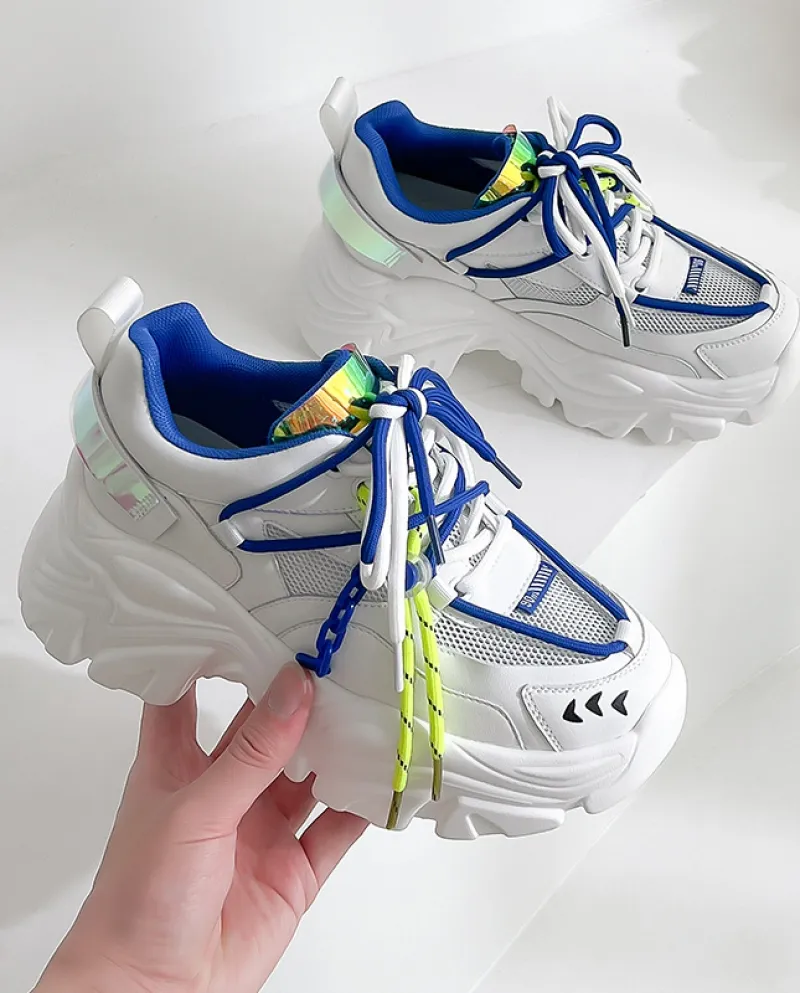 Scarpe casual sportive da donna Altezza interna a contrasto di colore da donna con suola spessa