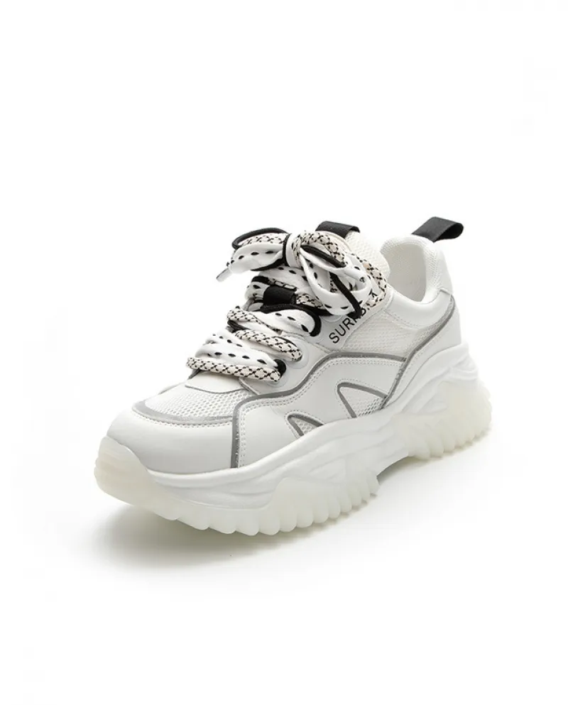 Scarpe da ginnastica casual rialzate interne traspiranti con suola spessa in mesh traspirante da donna