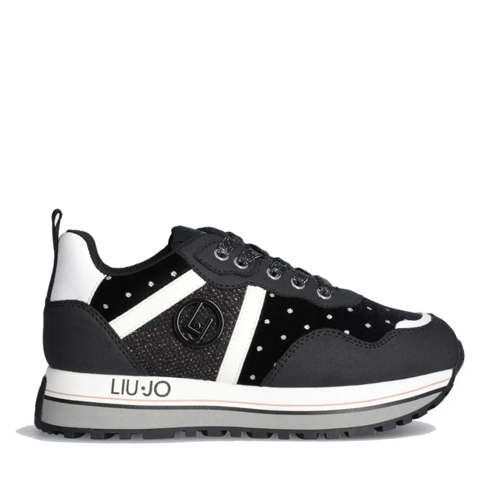 Scarpe LIU JO Maxi Wonder 604 Sneakers Platform in Velluto con Pois Glitter