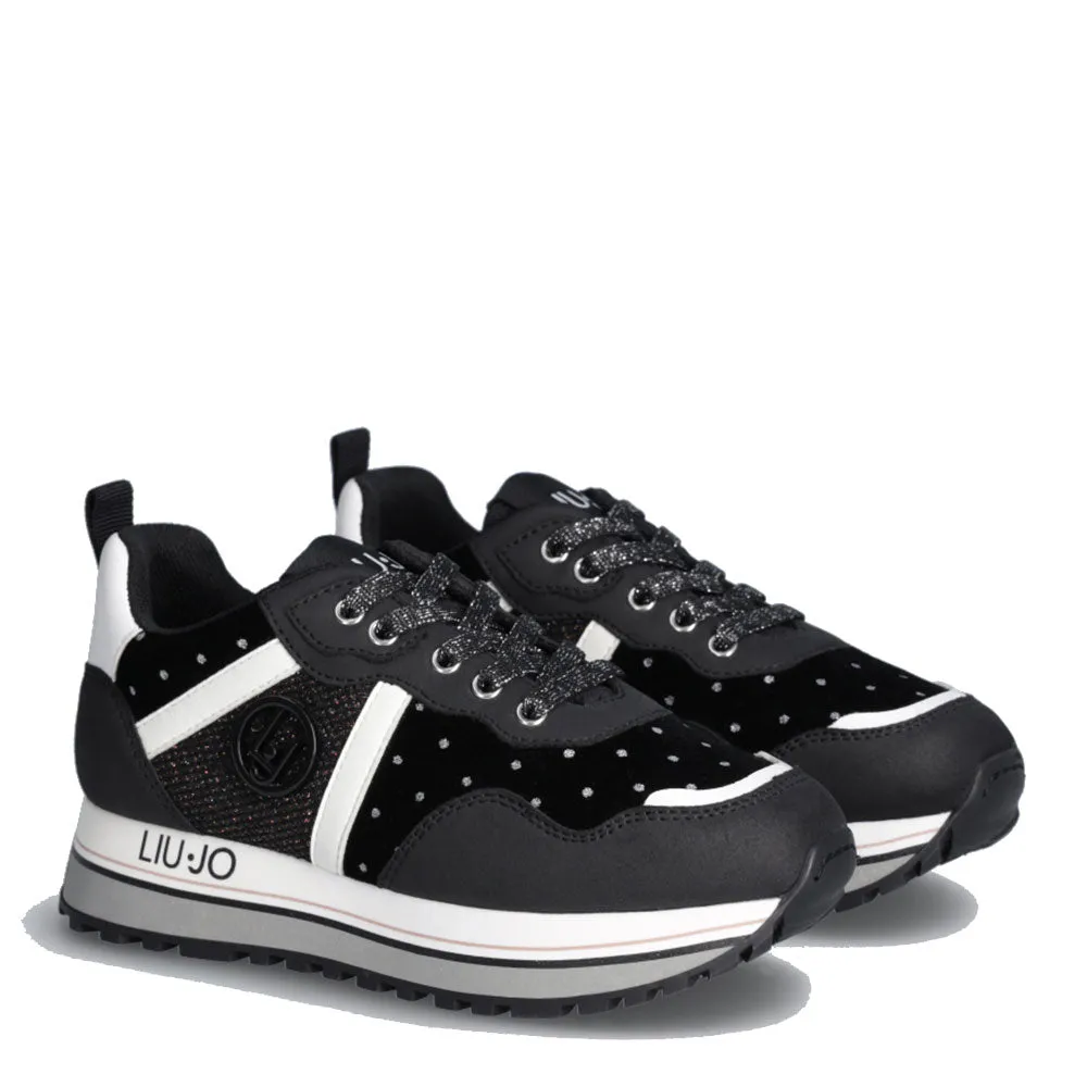 Scarpe LIU JO Maxi Wonder 604 Sneakers Platform in Velluto con Pois Glitter