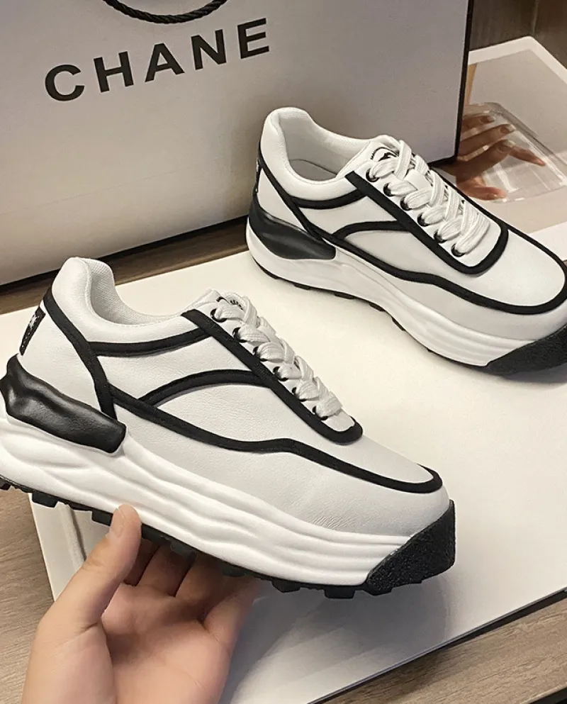 Scarpe singole rialzate con suola spessa, comode e comode da donna