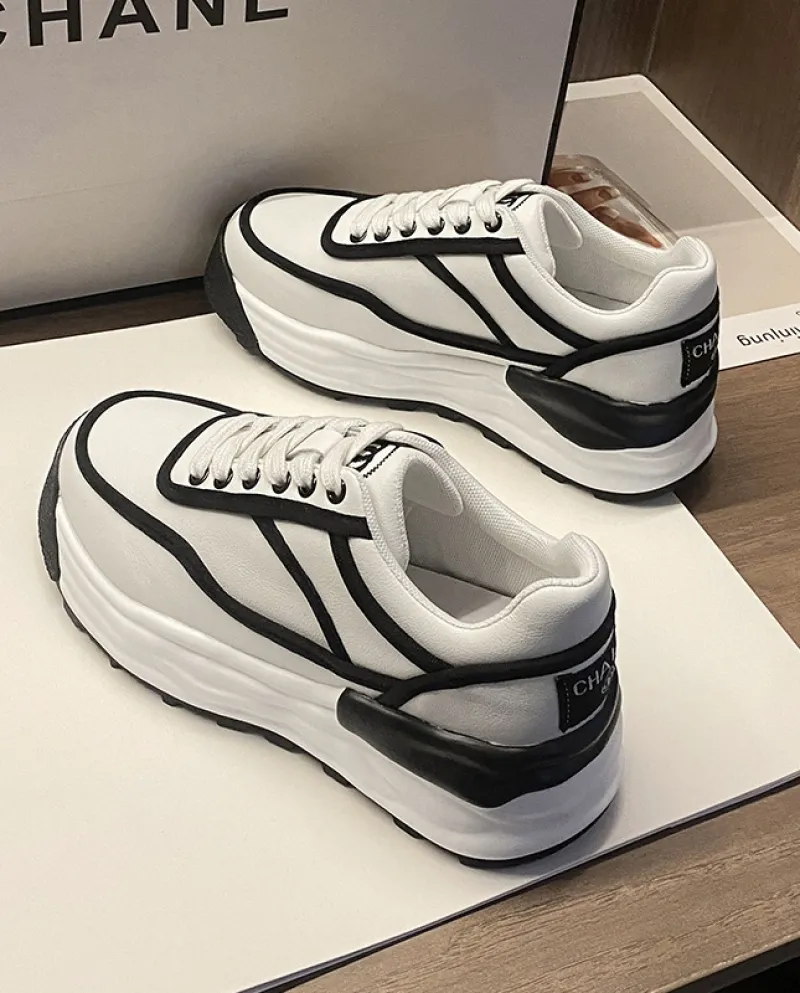 Scarpe singole rialzate con suola spessa, comode e comode da donna