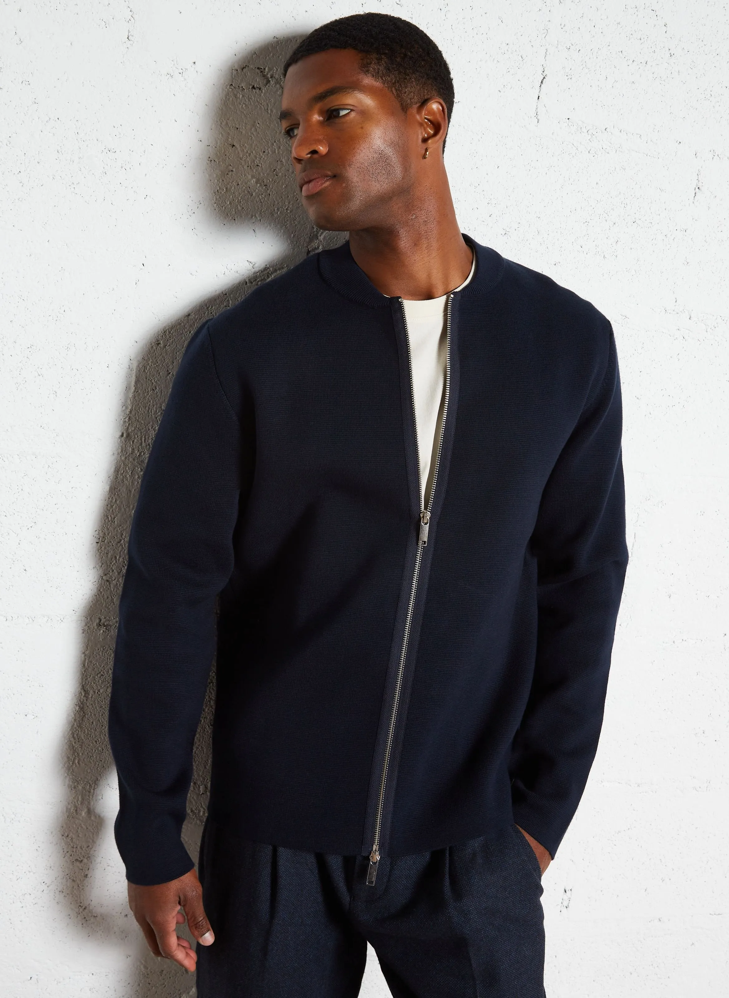  SELECTED   MIKE - Gilet collo teddy in misto cotone biologico | Blu