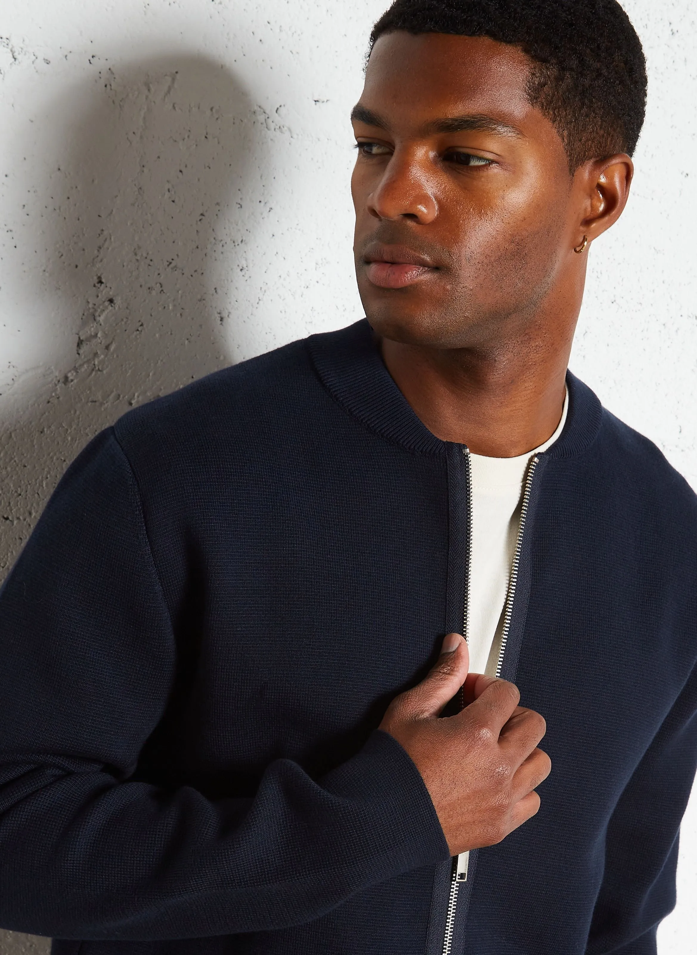  SELECTED   MIKE - Gilet collo teddy in misto cotone biologico | Blu