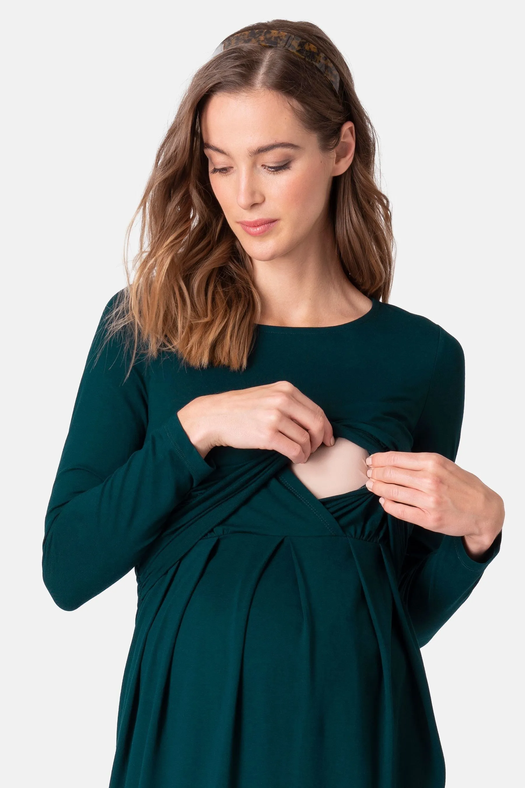 Seraphine Verde - Abito premaman e per allattamento a pieghe