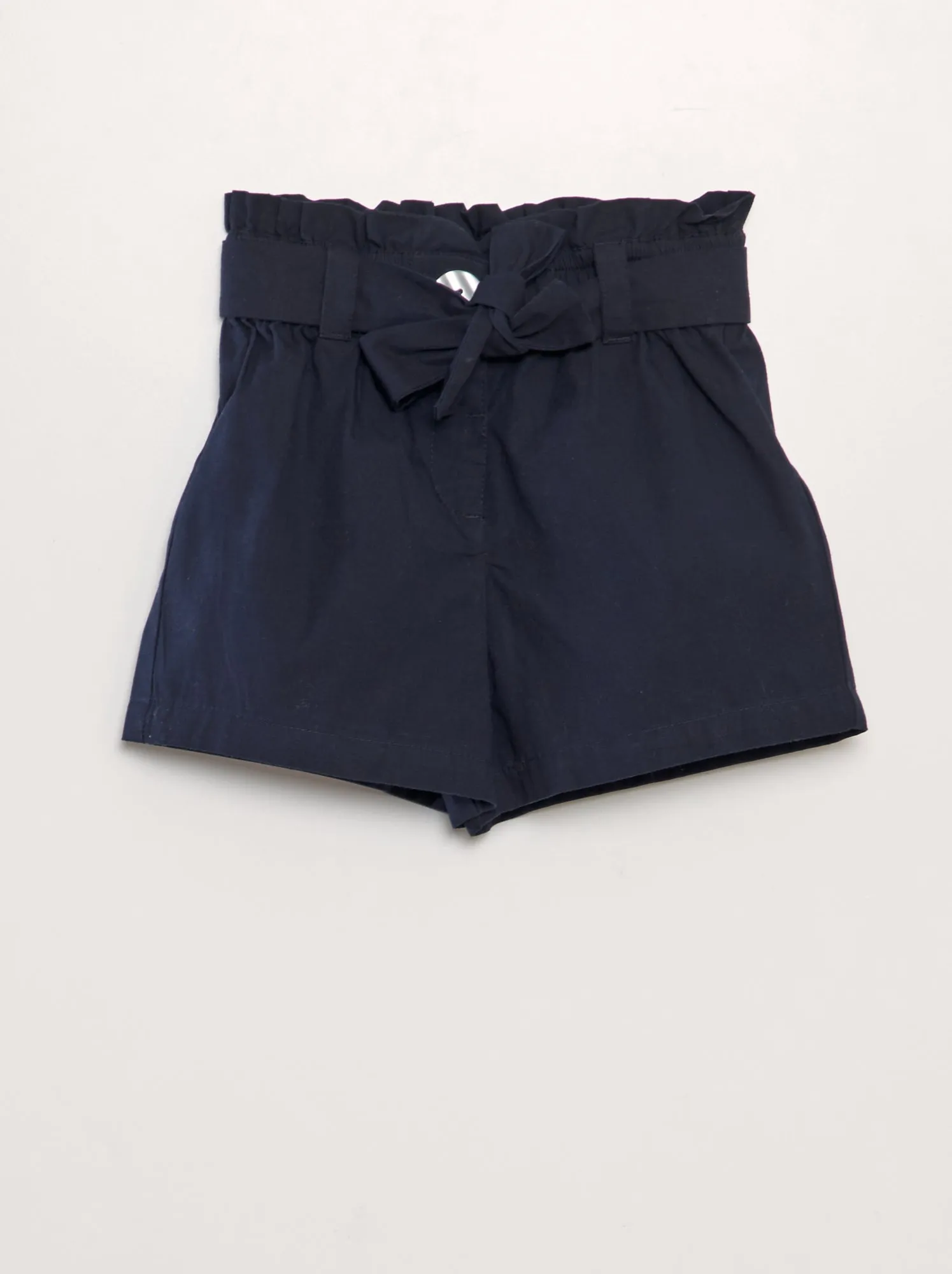 Shorts con cintura in popeline - BLU