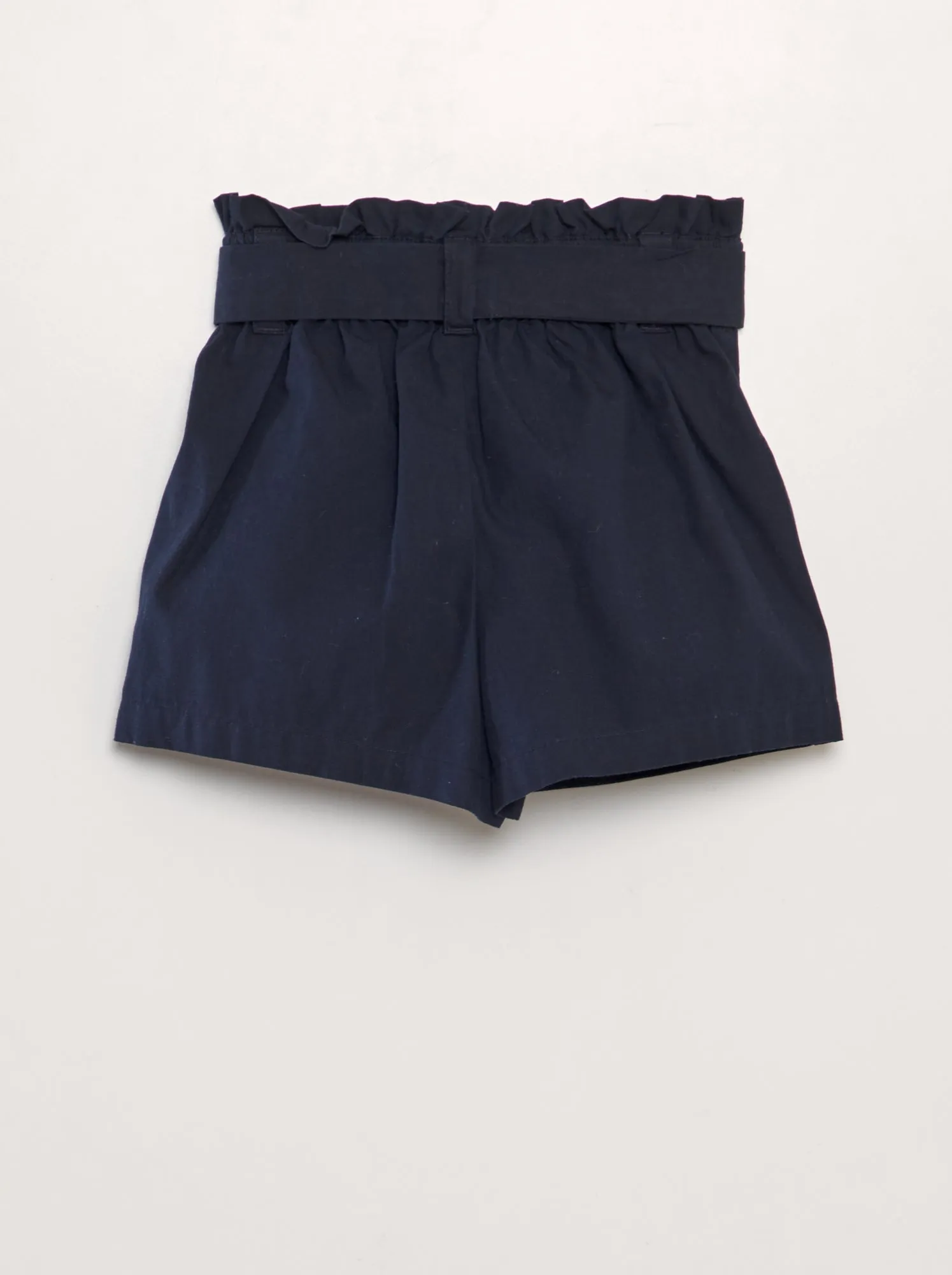 Shorts con cintura in popeline - BLU