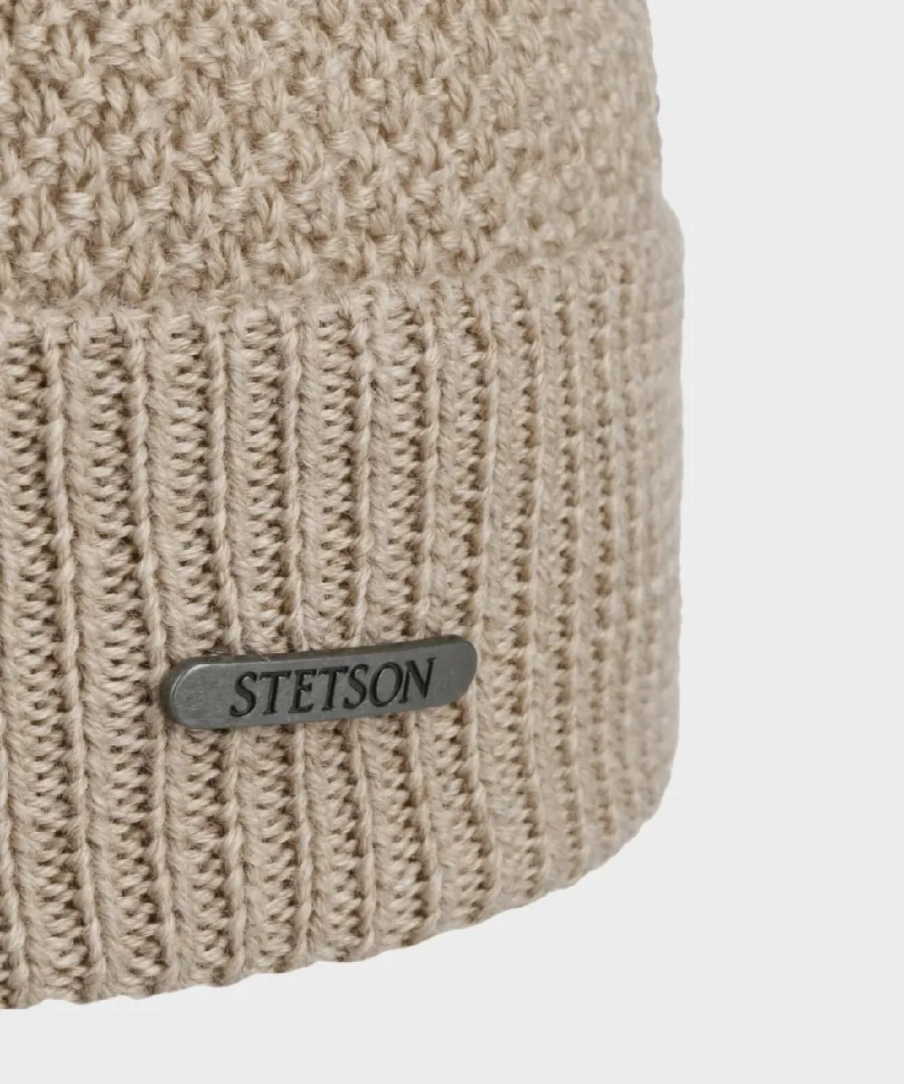 Stetson Beanie berretto a maglia in lana Merino, beige sand