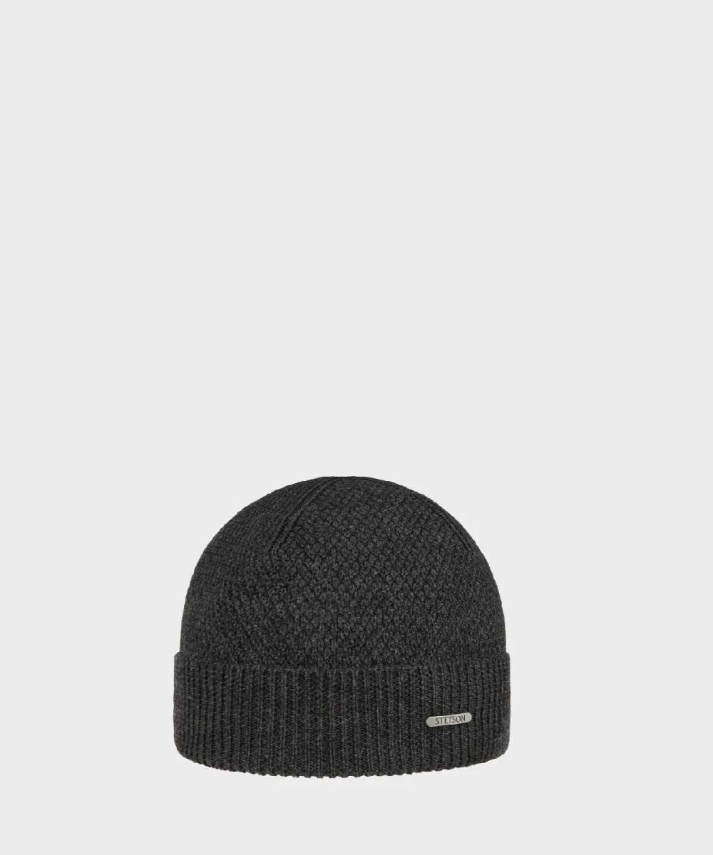 Stetson Beanie berretto a maglia in lana Merino, grigio grey melange