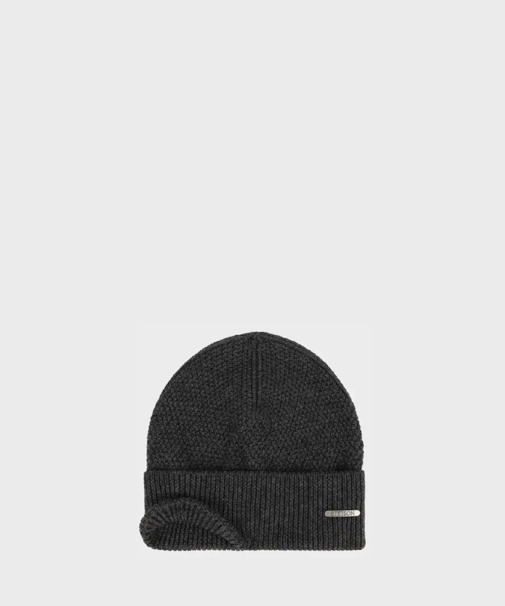 Stetson Beanie berretto a maglia in lana Merino, grigio grey melange