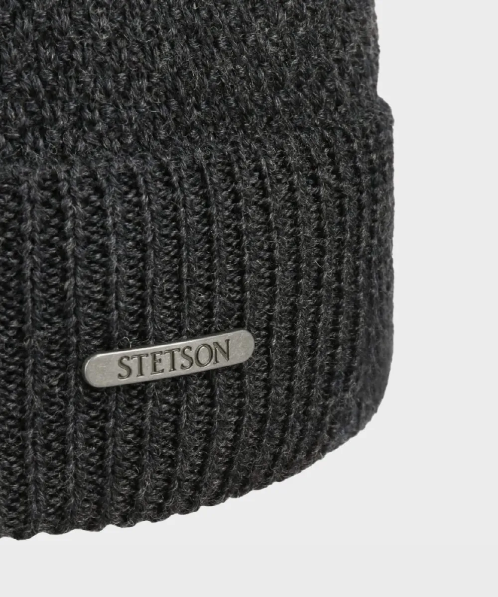 Stetson Beanie berretto a maglia in lana Merino, grigio grey melange
