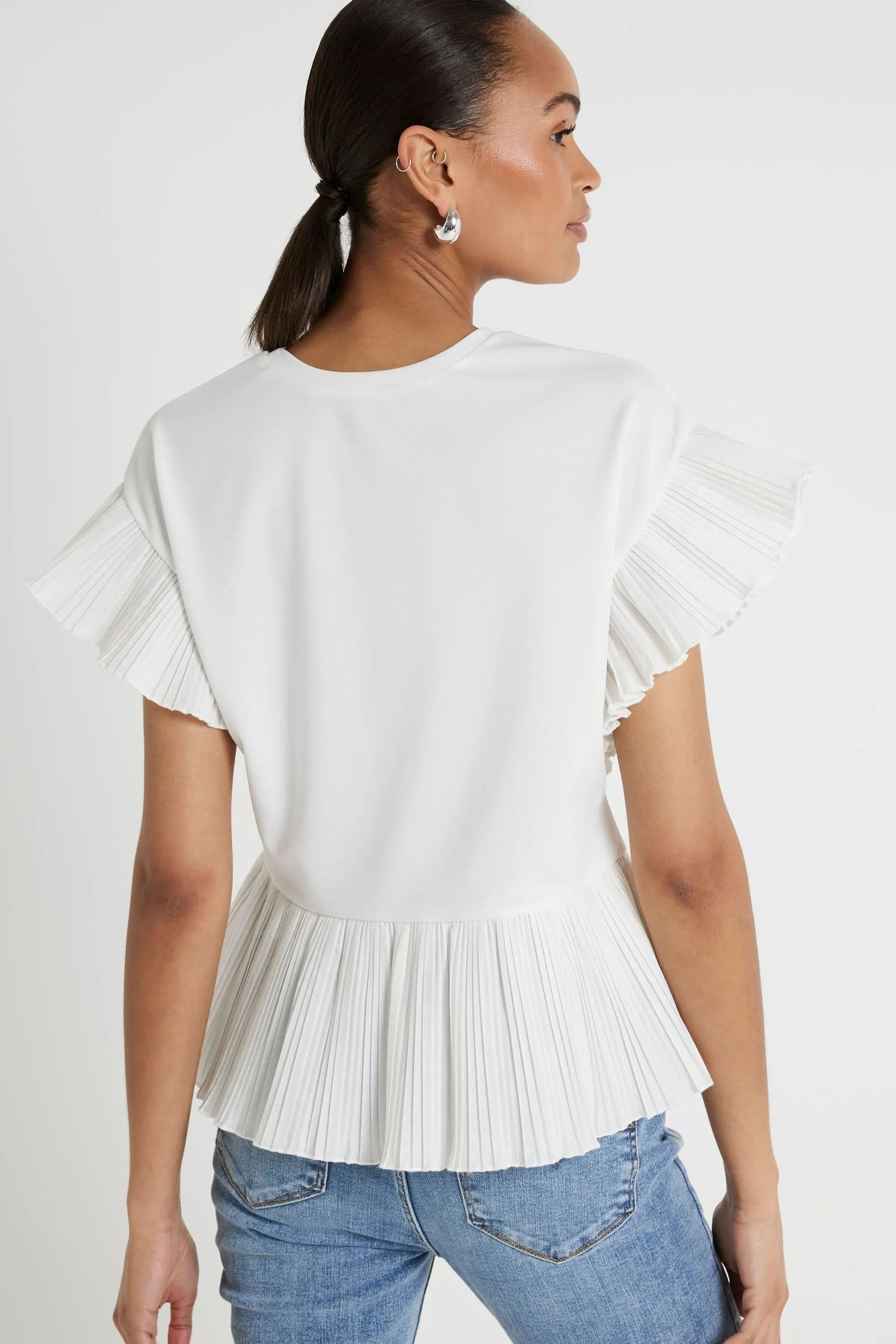 T-shirt con fondo River Island A pieghe
