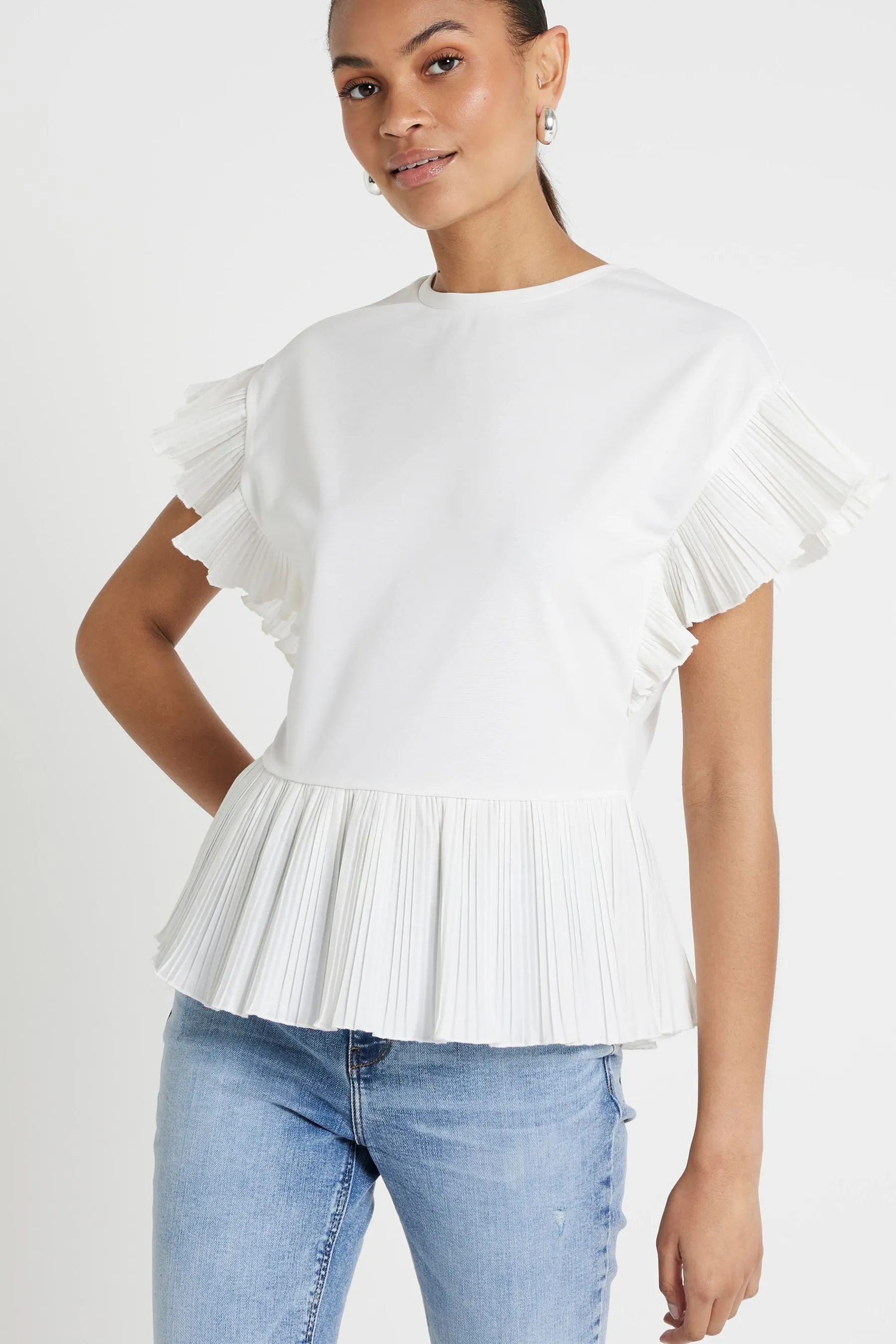 T-shirt con fondo River Island A pieghe