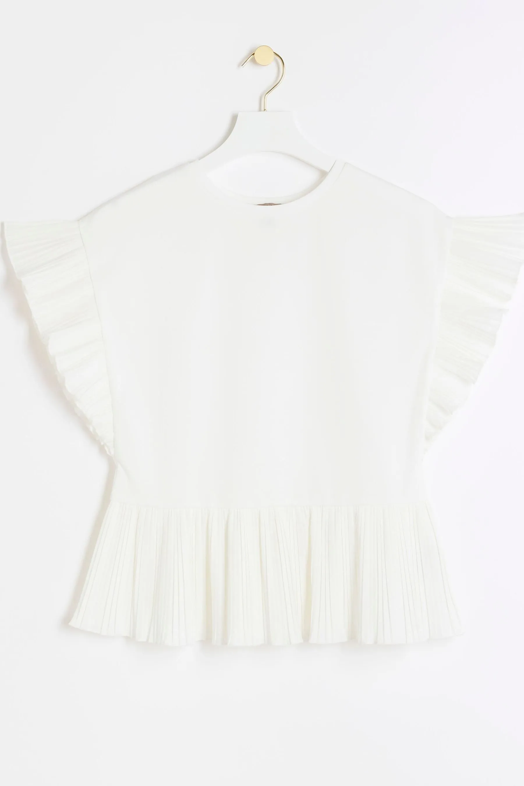 T-shirt con fondo River Island A pieghe
