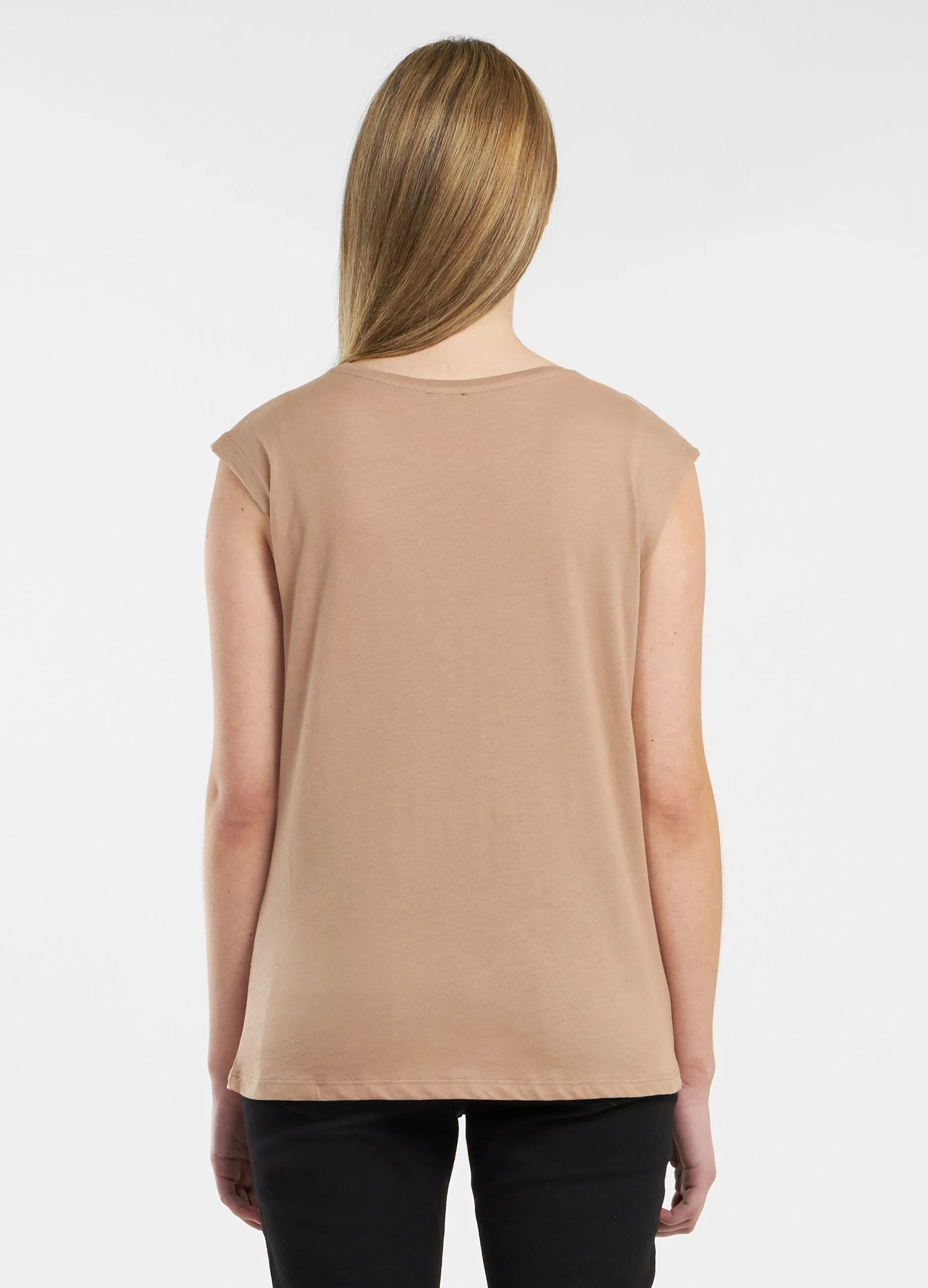 T-shirt smanicata con borchie donna