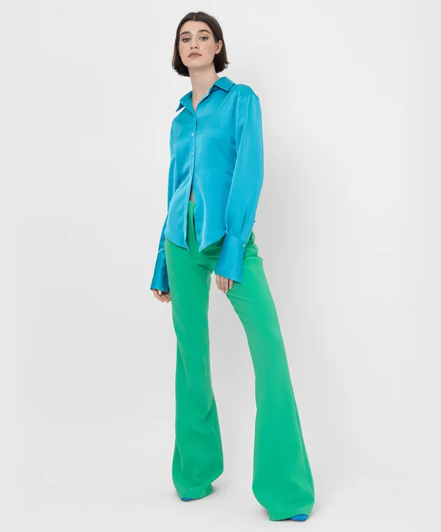 The Attico Pantaloni a zampa verde Rachel 221WCP63E043