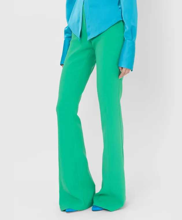 The Attico Pantaloni a zampa verde Rachel 221WCP63E043