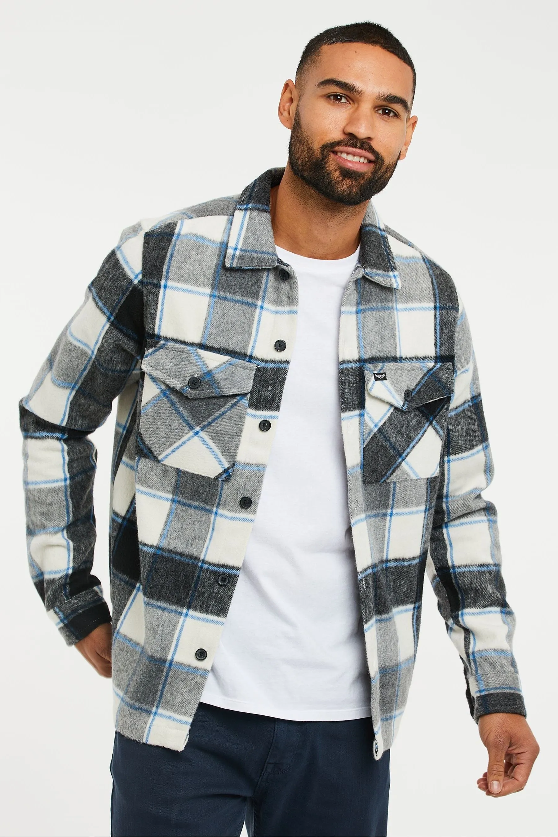 Threadbare - Giacca stile camicia A quadri spazzolata