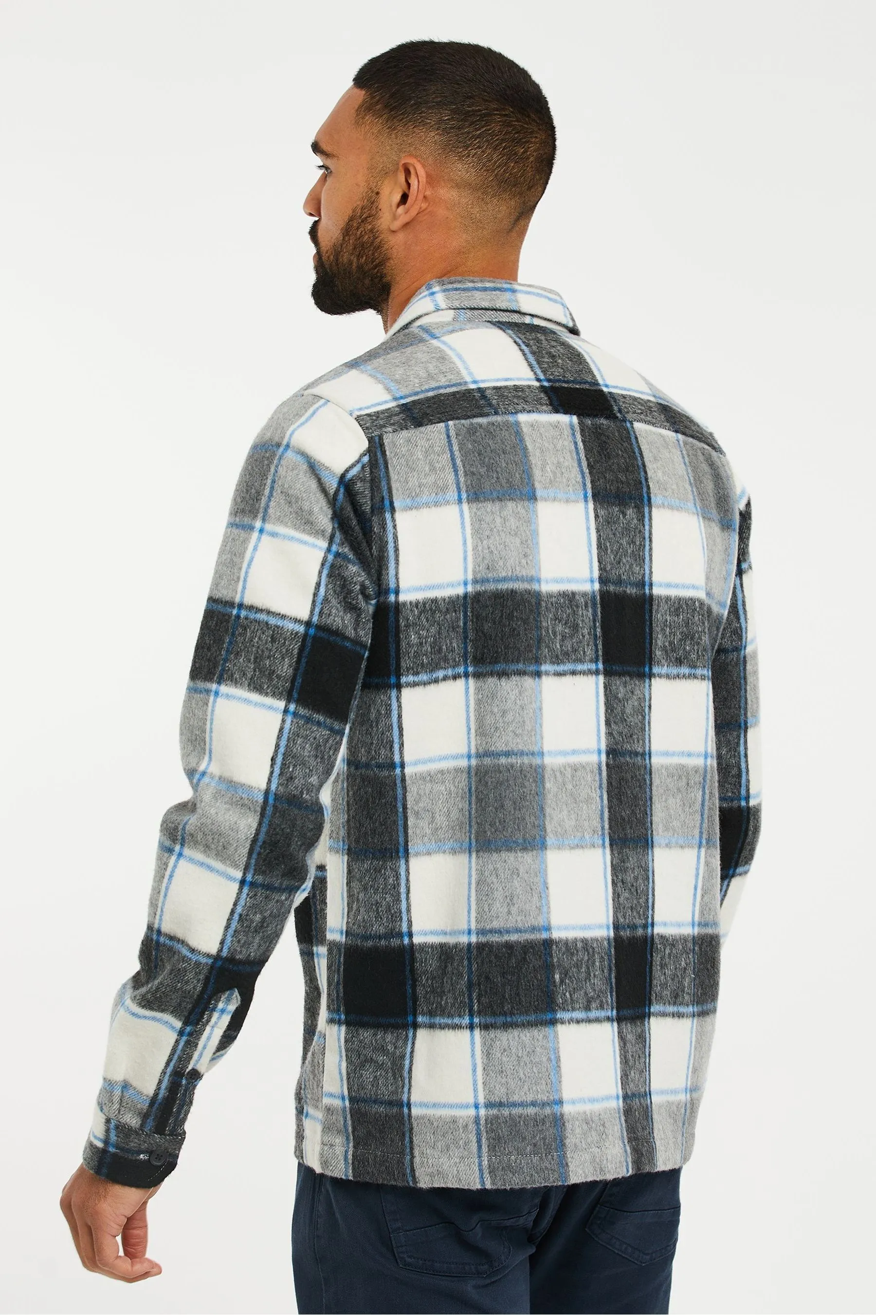 Threadbare - Giacca stile camicia A quadri spazzolata