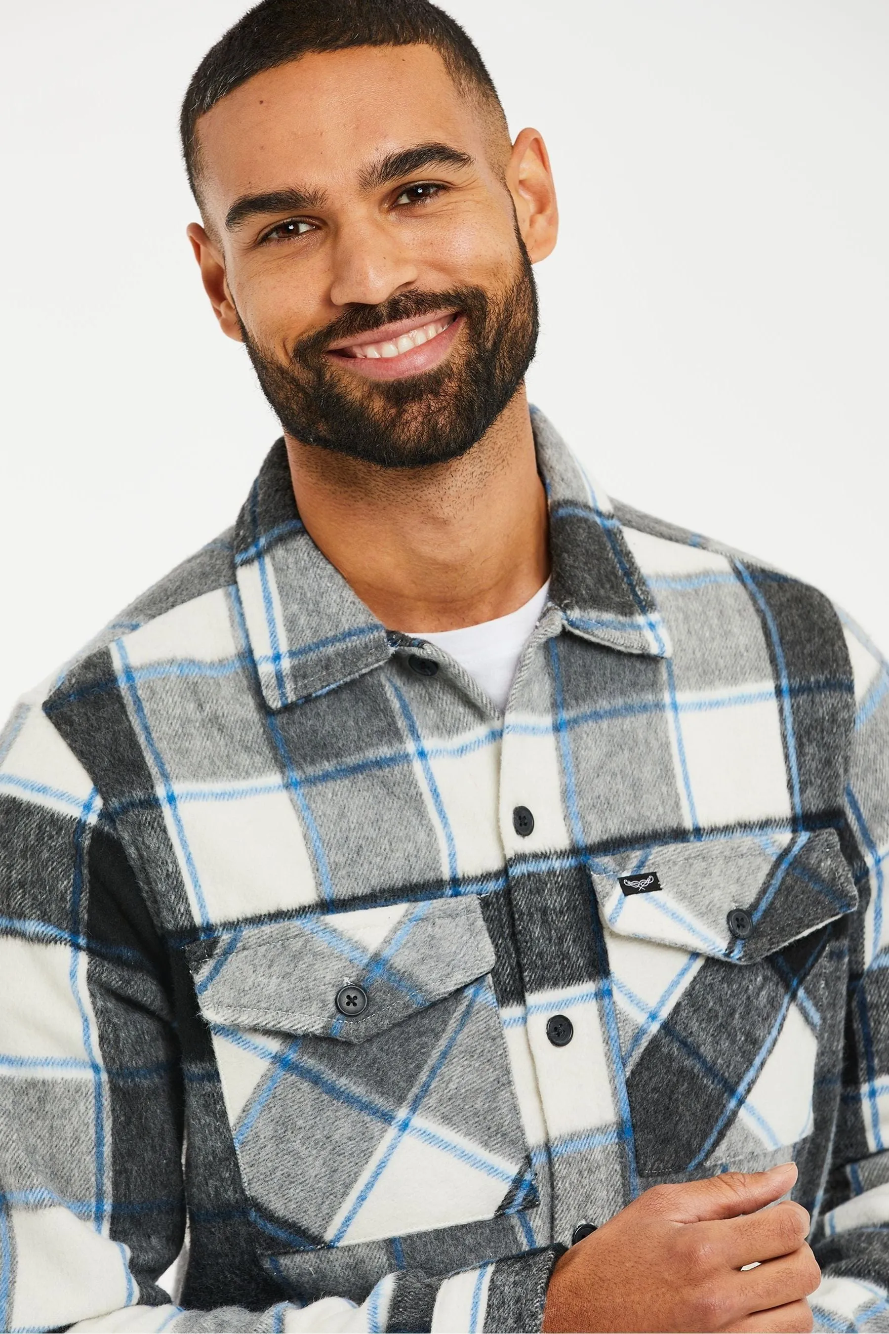 Threadbare - Giacca stile camicia A quadri spazzolata