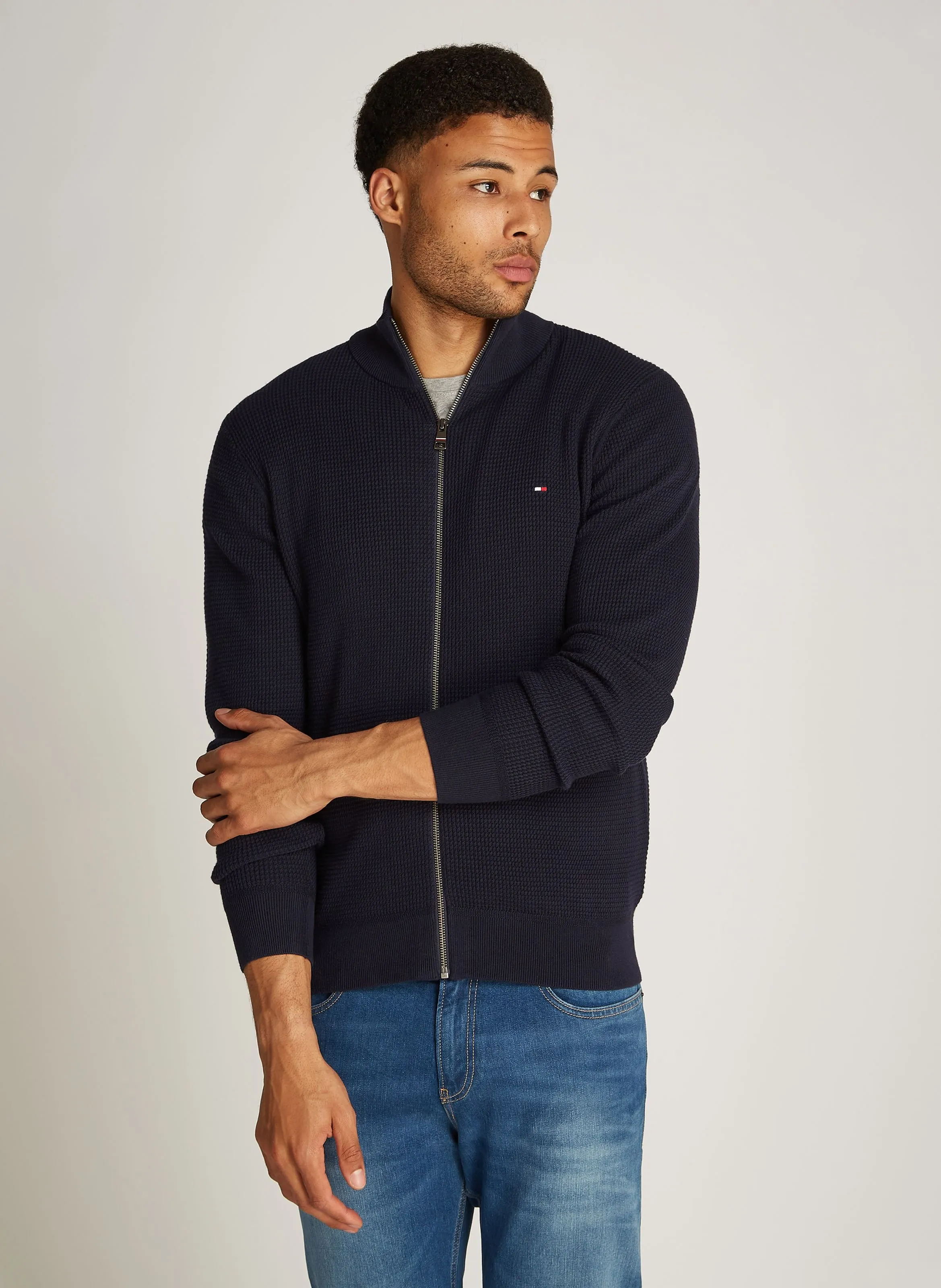  TOMMY HILFIGER   Gilet diritto con collo alto in cotone organico | Blu