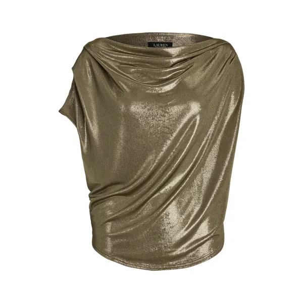 Top a spalle scoperte in jersey laminato
