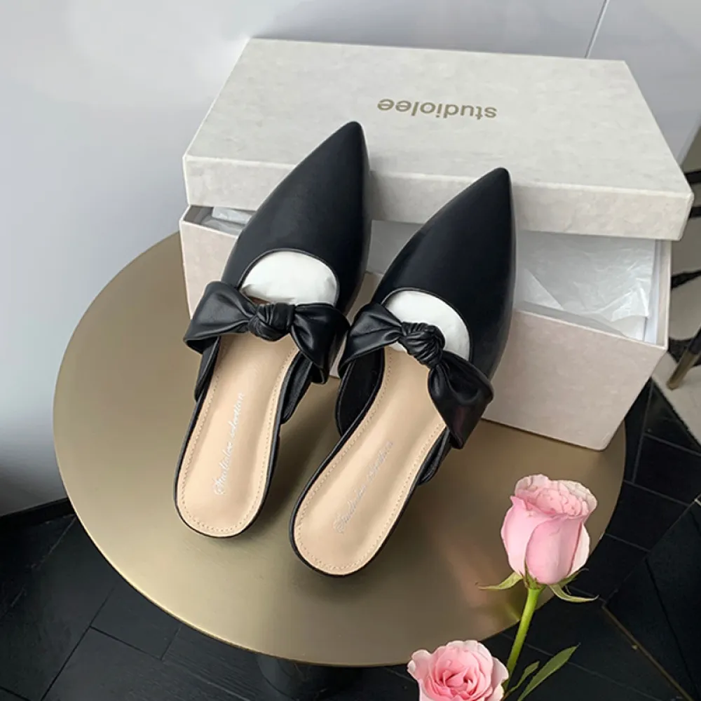 Uva Mamma Stesso Stile Estate Nuovo Stile Suola Spessa Punta a Punta Tacco Spesso Fiocco Suola Spessa Slip-on Borsa Punta Tacco
