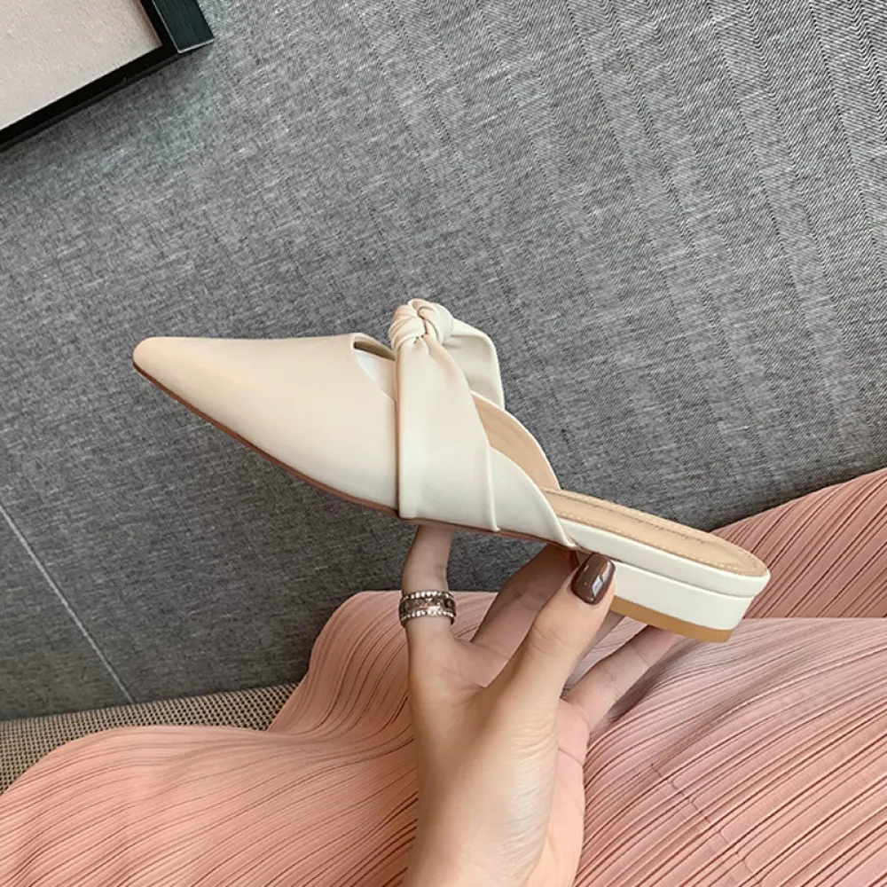 Uva Mamma Stesso Stile Estate Nuovo Stile Suola Spessa Punta a Punta Tacco Spesso Fiocco Suola Spessa Slip-on Borsa Punta Tacco